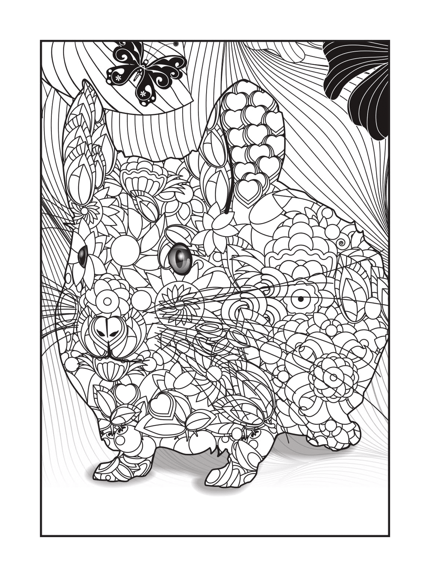  Rabbit and butterfly with patterns 