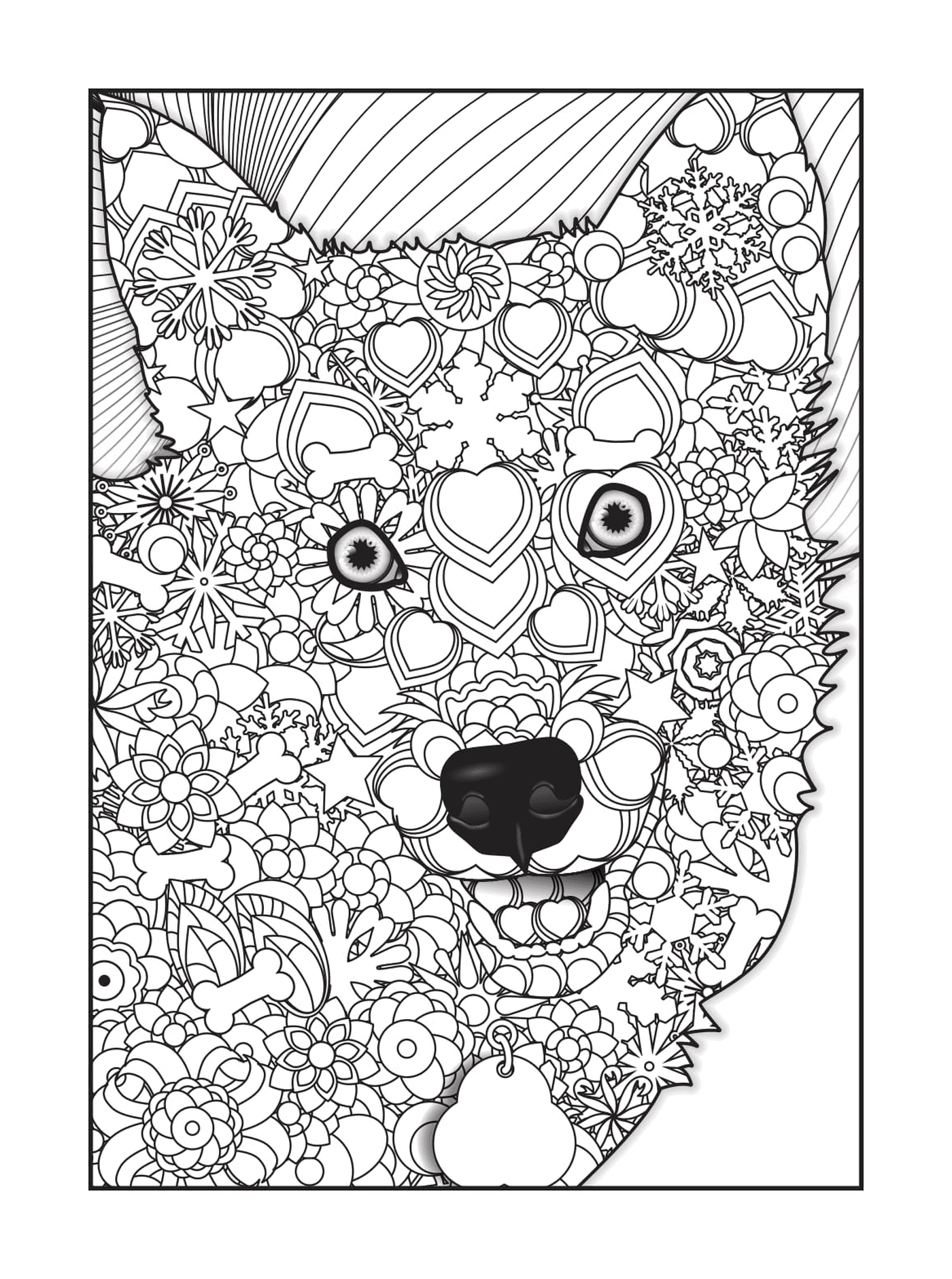  Wolf mit Blumen und Herzen 