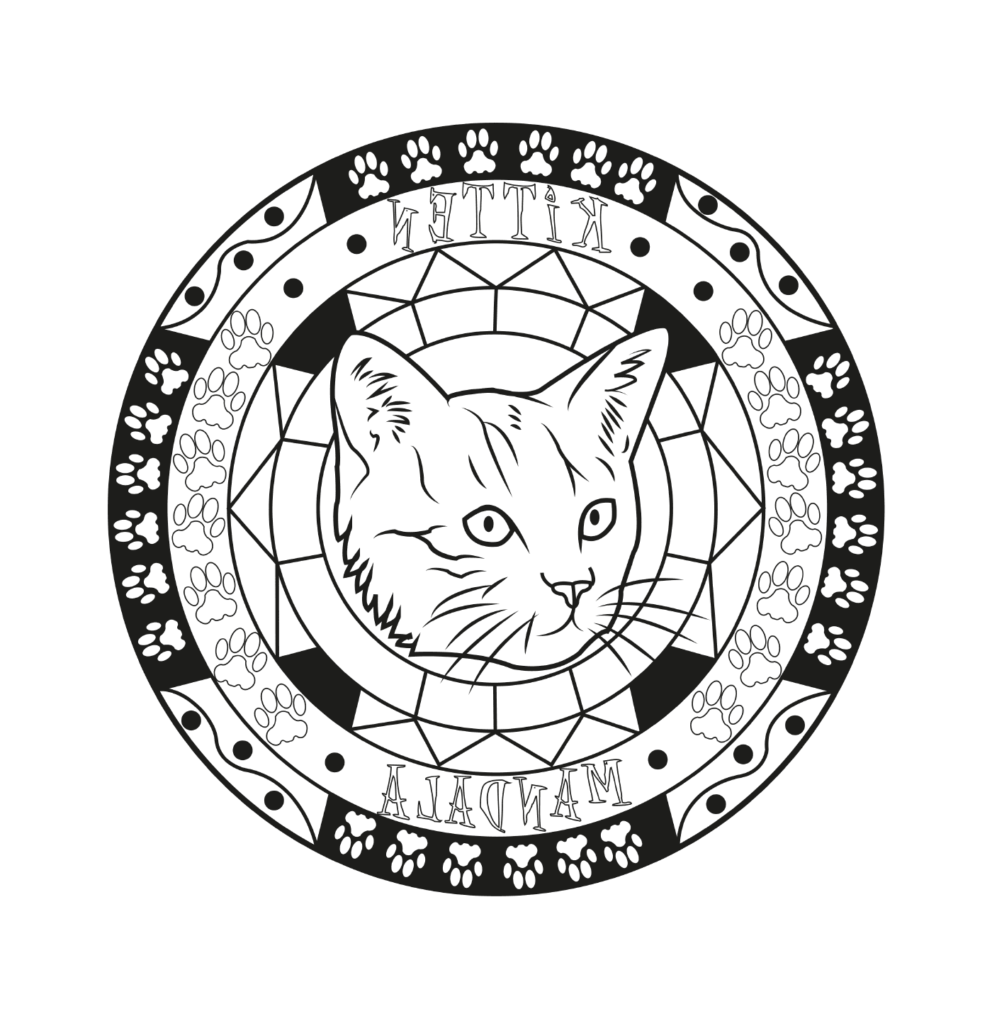  Cat in a circle with legprints 