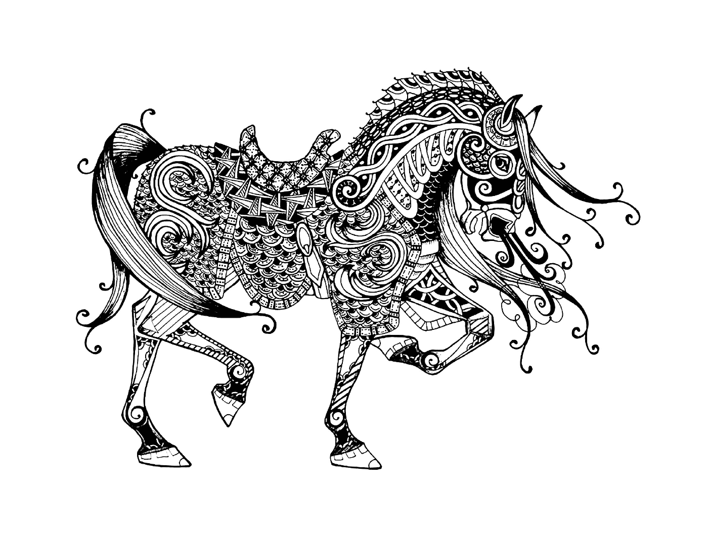  Elegant horse with a paisley pattern 