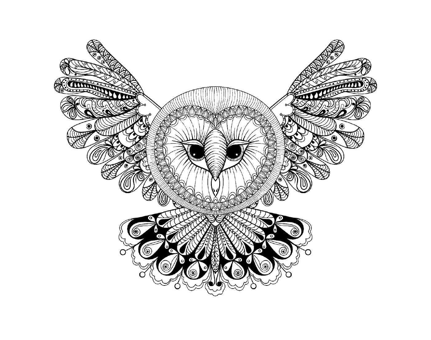  Owl with a large head and mandala pattern 