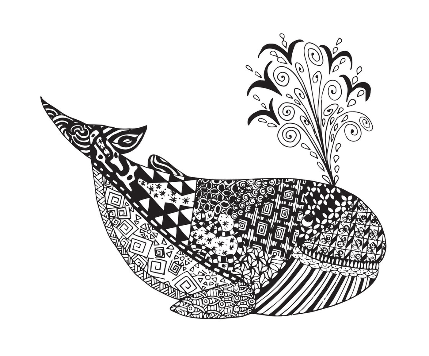  Whale with zen and oceanic motifs 