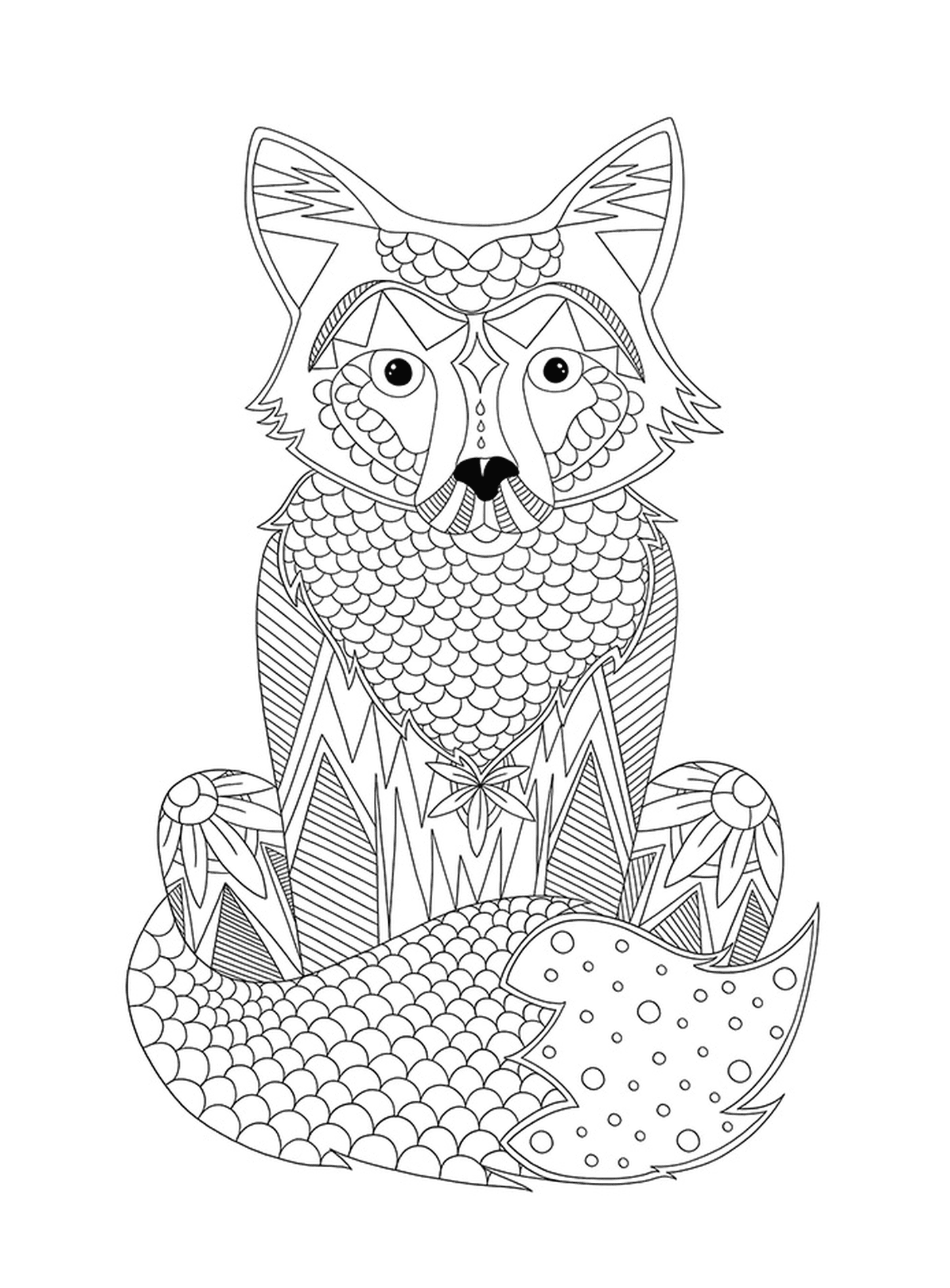  Fox sitting with patterns by Dinett 