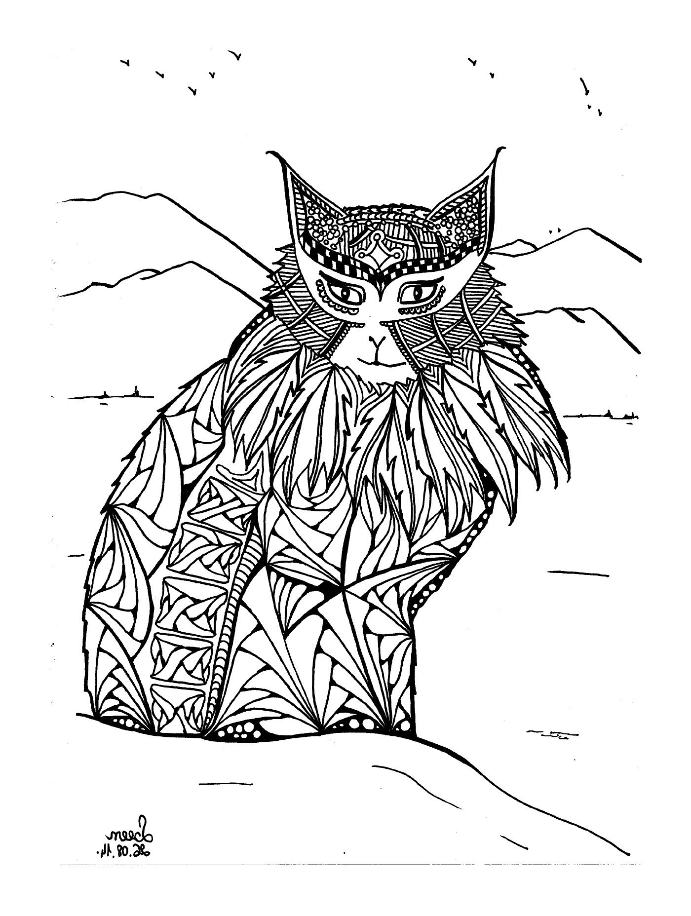  Gato de montaña con un patrón original 