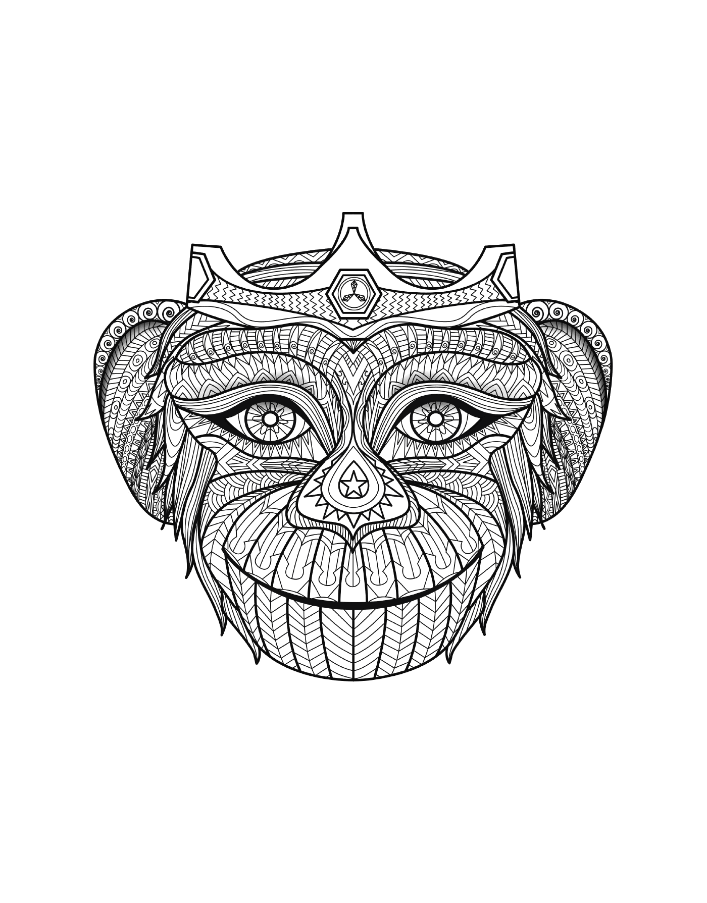  A monkey with a crown 