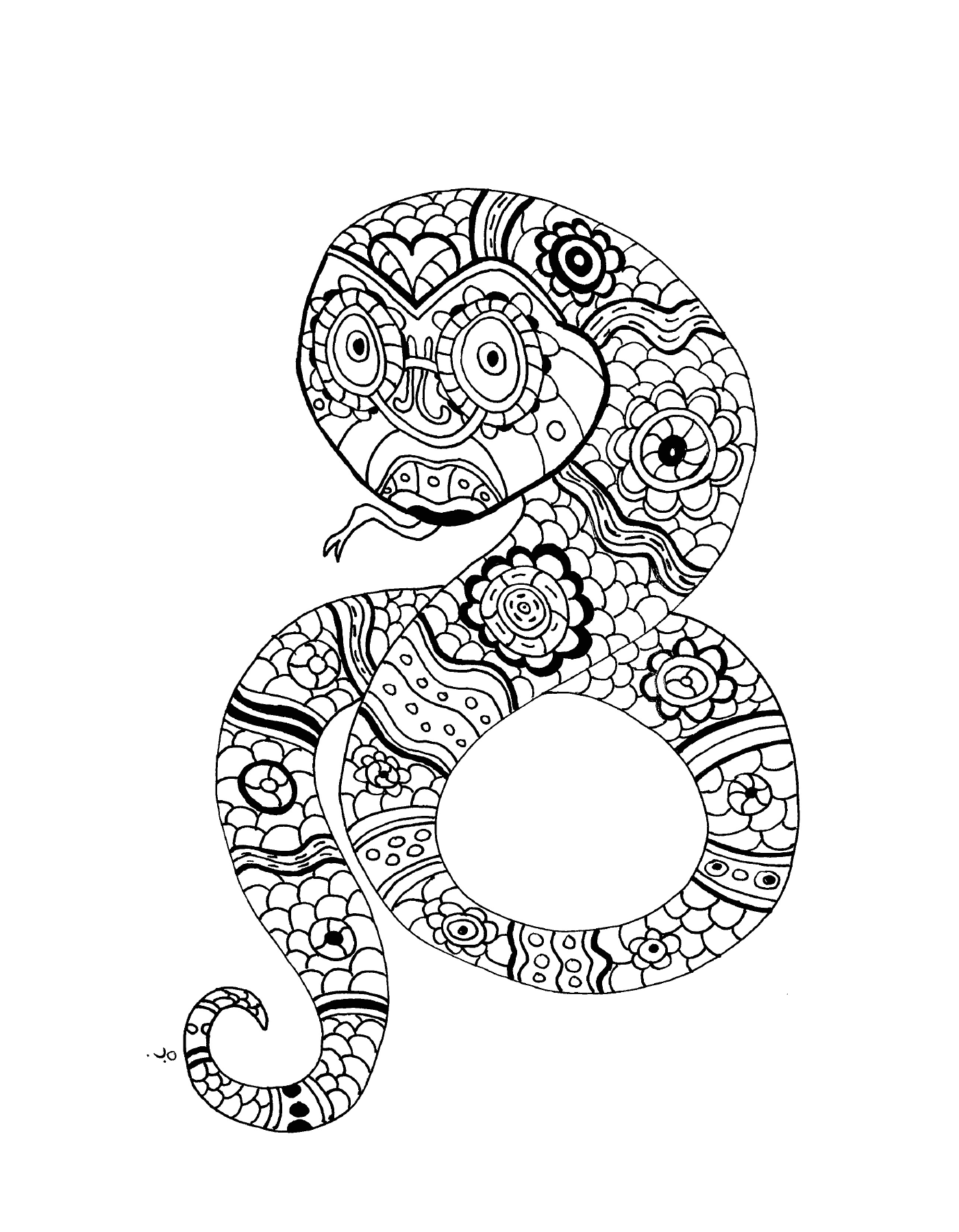  An ornamental snake with a floral motif 