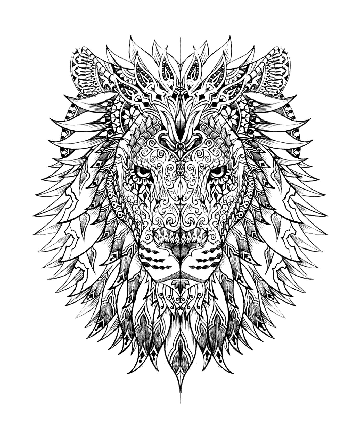  The head of a complex lion 