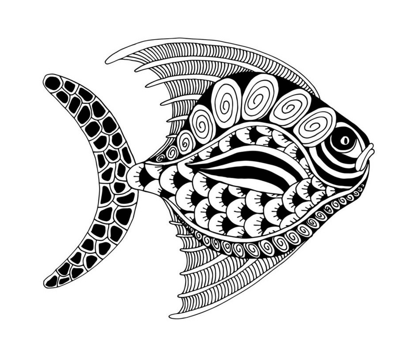 A black and white fish with a pattern 