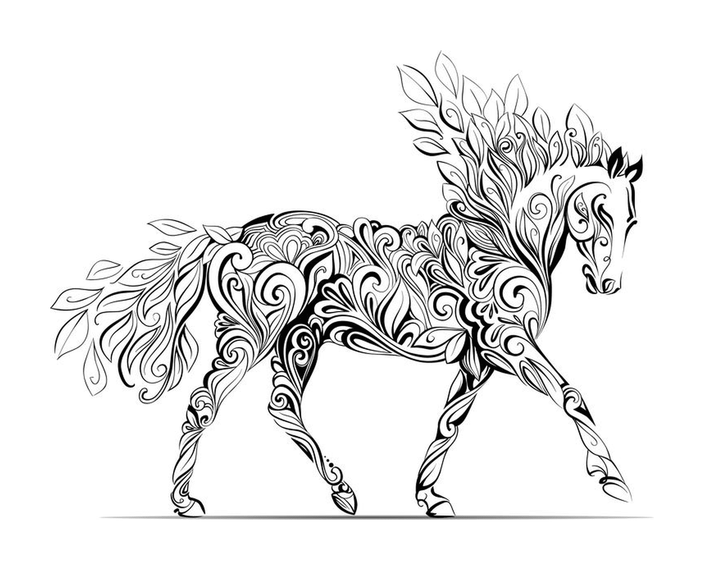  Лошадь с листьями на ней 