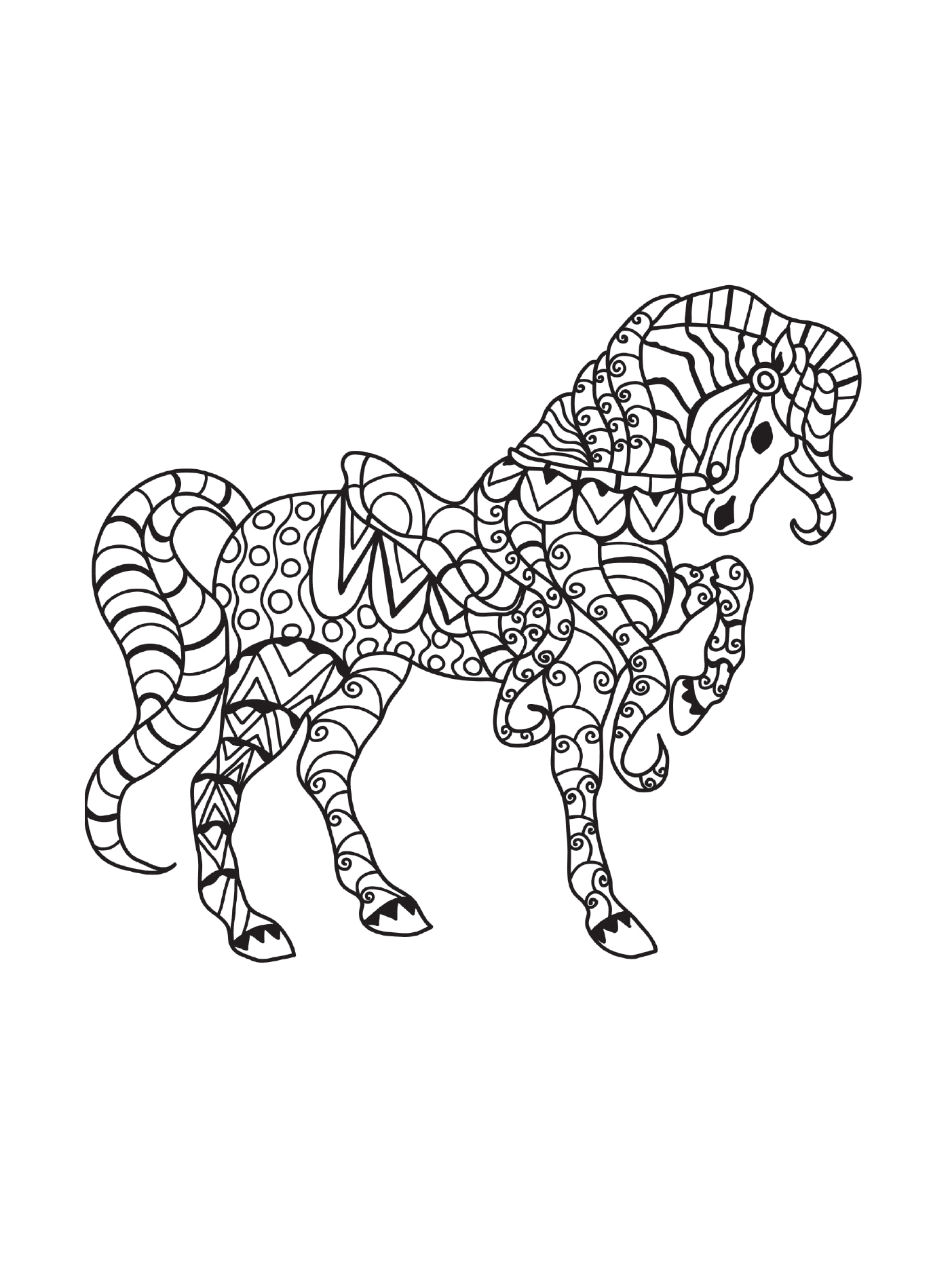  An adult of a horse in a zentangle style 