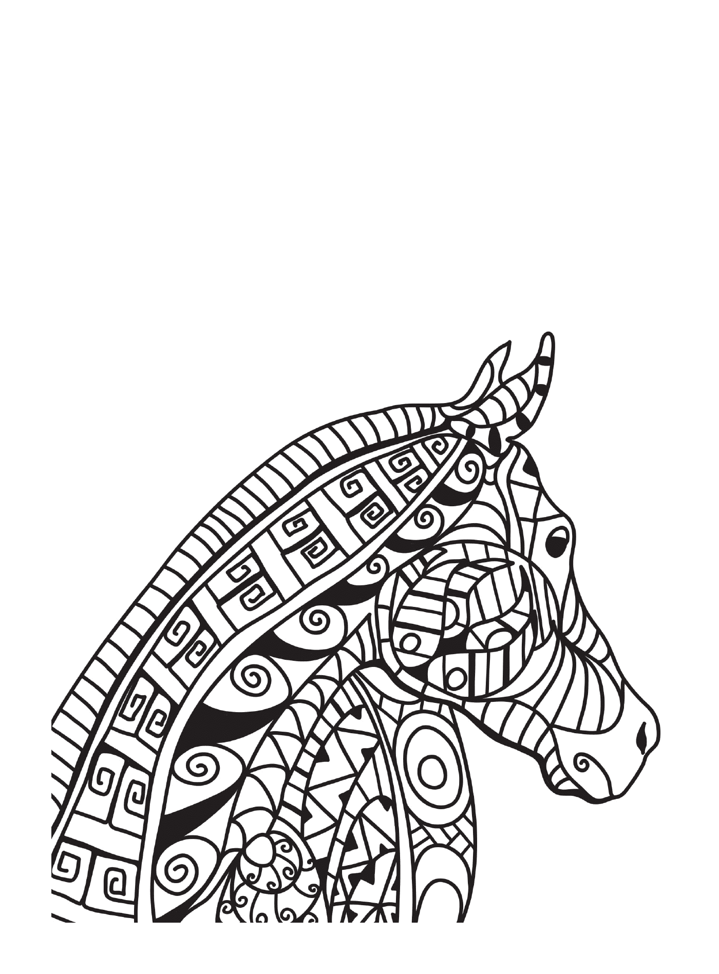  Un adulto di un cavallo in stile zentangle 