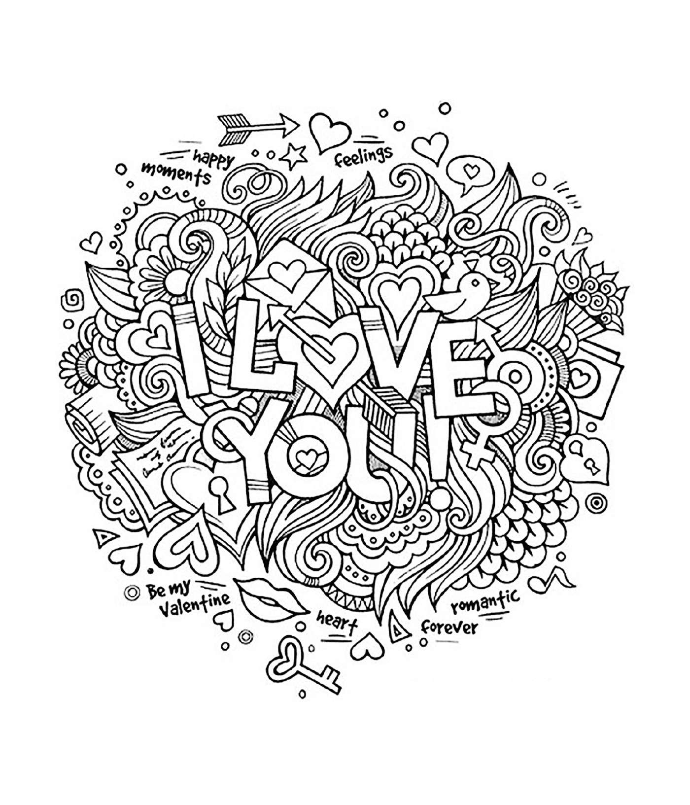  A circle with the words I love you 