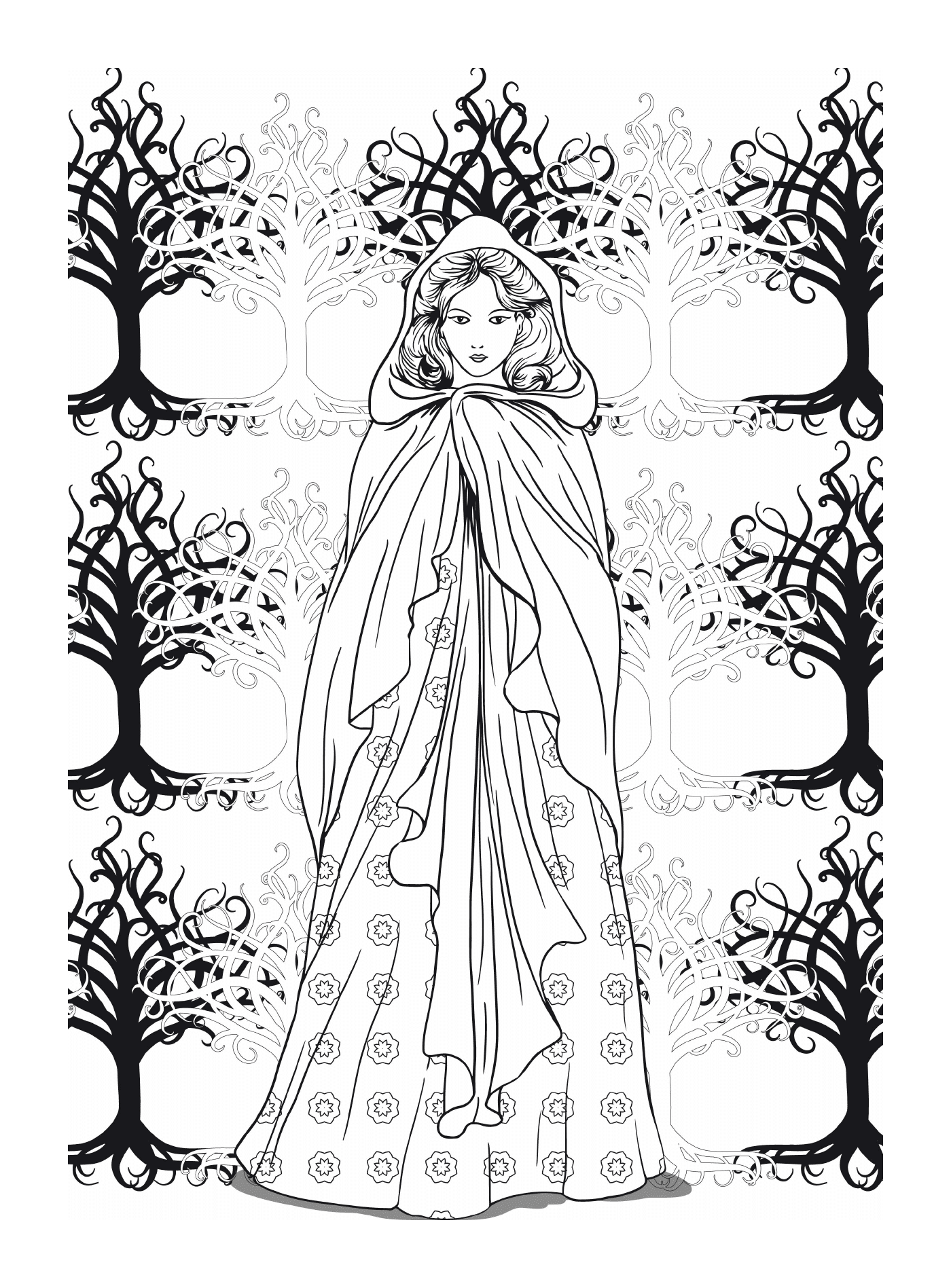  Woman surrounded by trees 