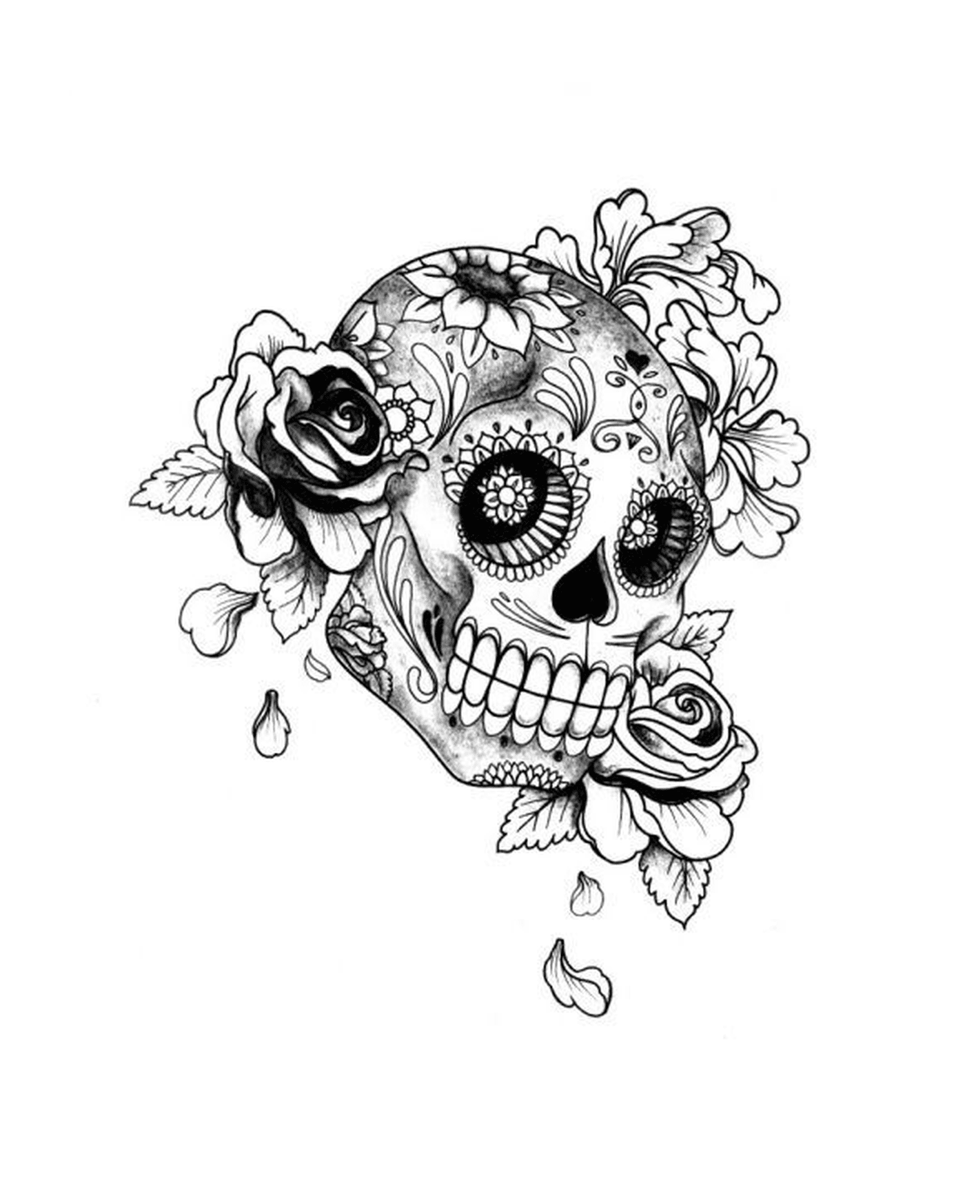  Skull with roses 