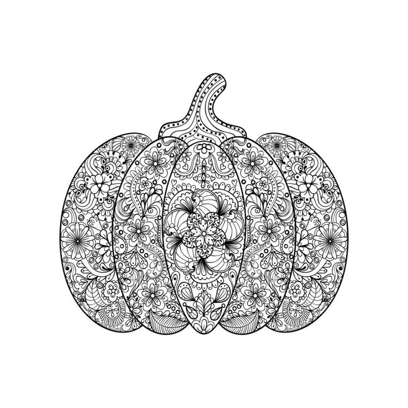 Large pumpkin with complex drawings 