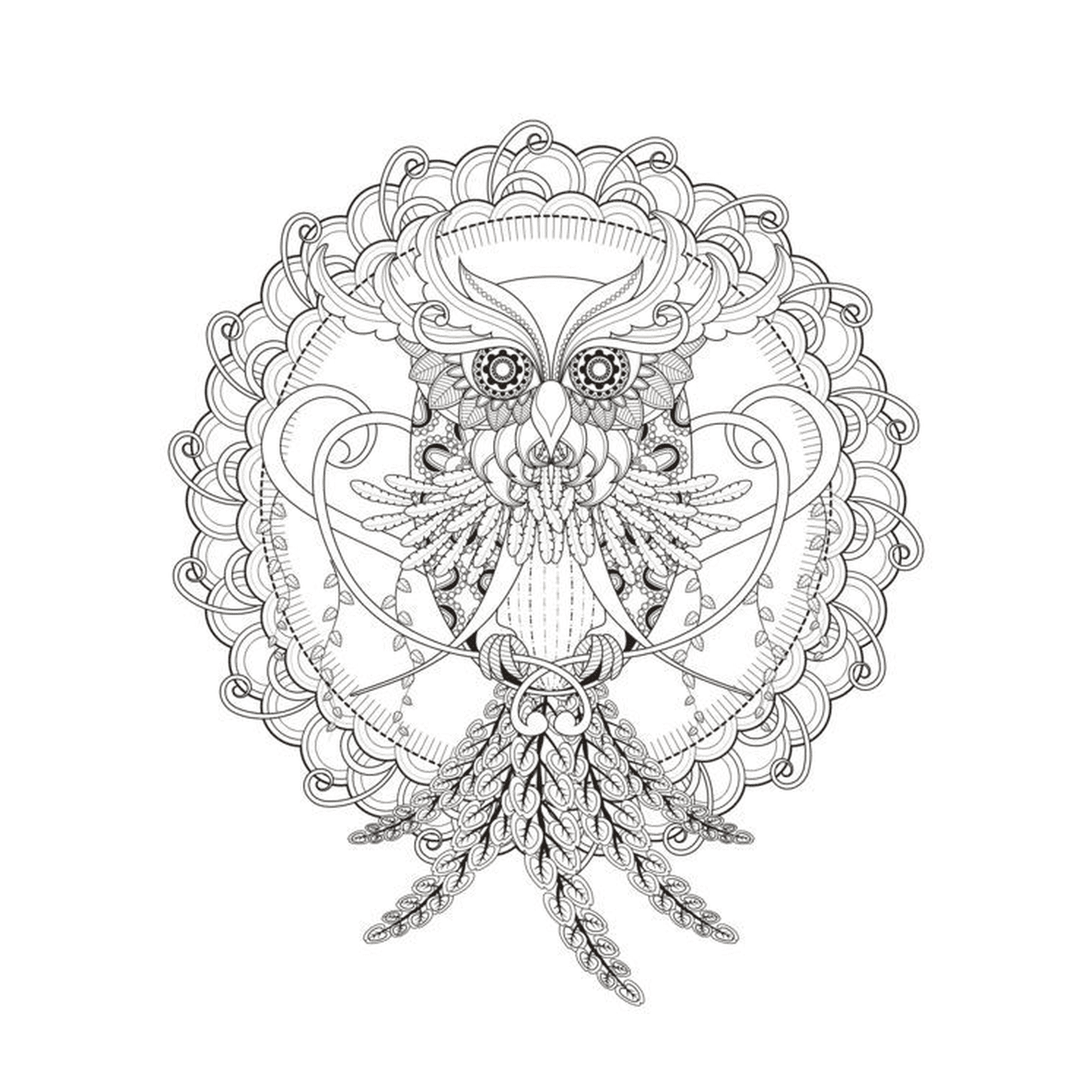  A detailed owl in a mandala 