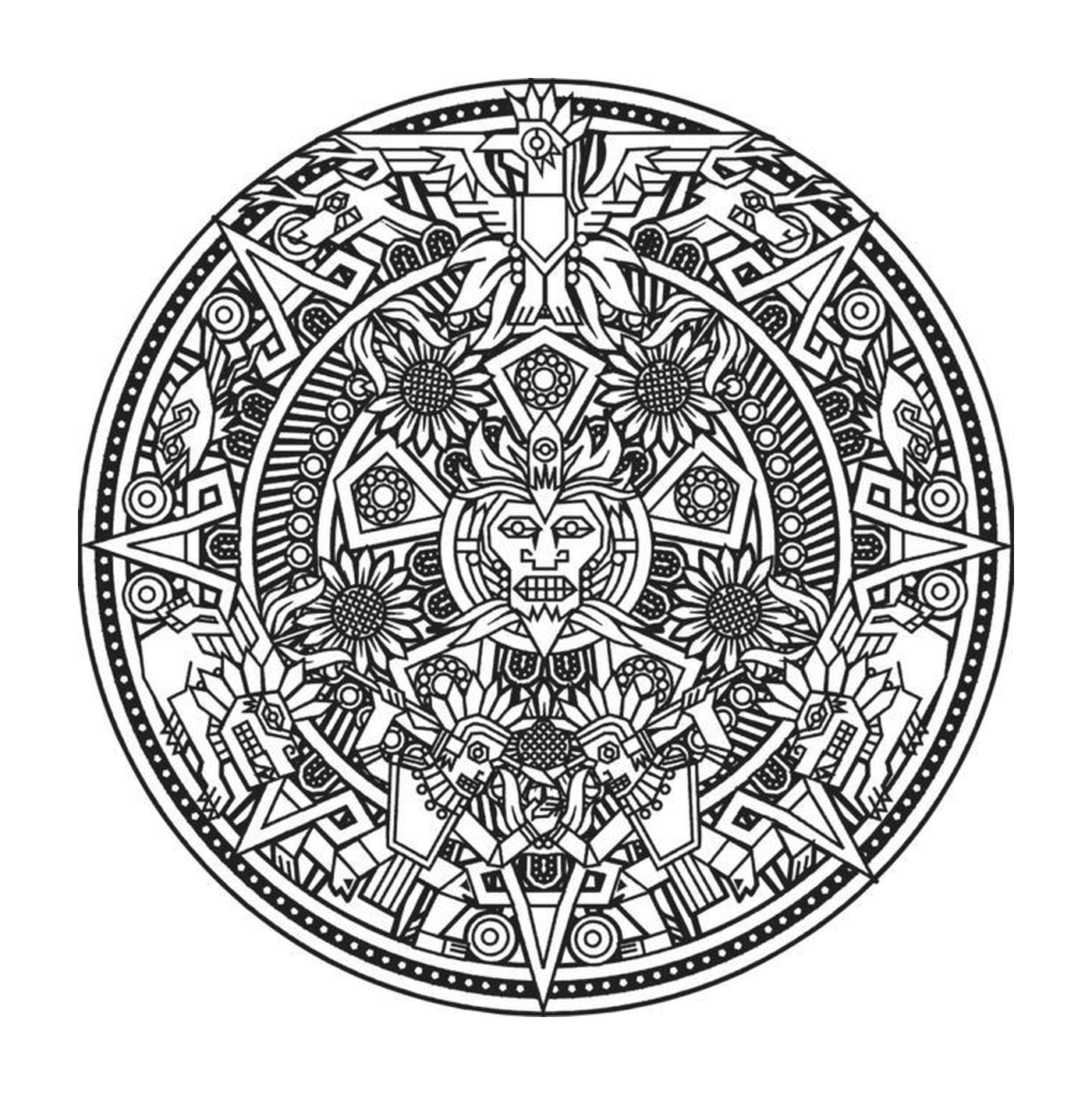  Inspiration incas maya azteque in mandala 
