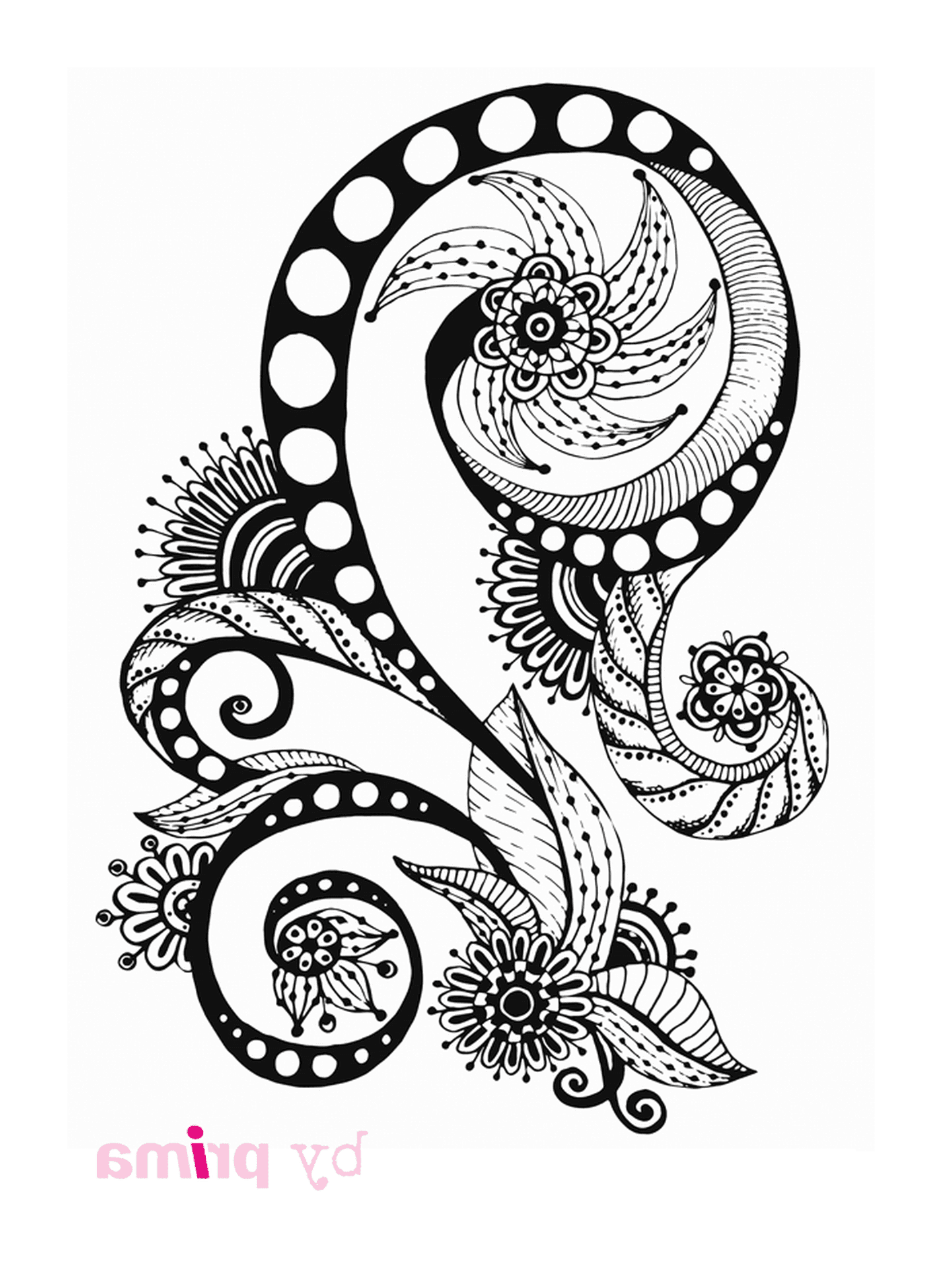  Un disegno vorticoso con puntini e spirali 