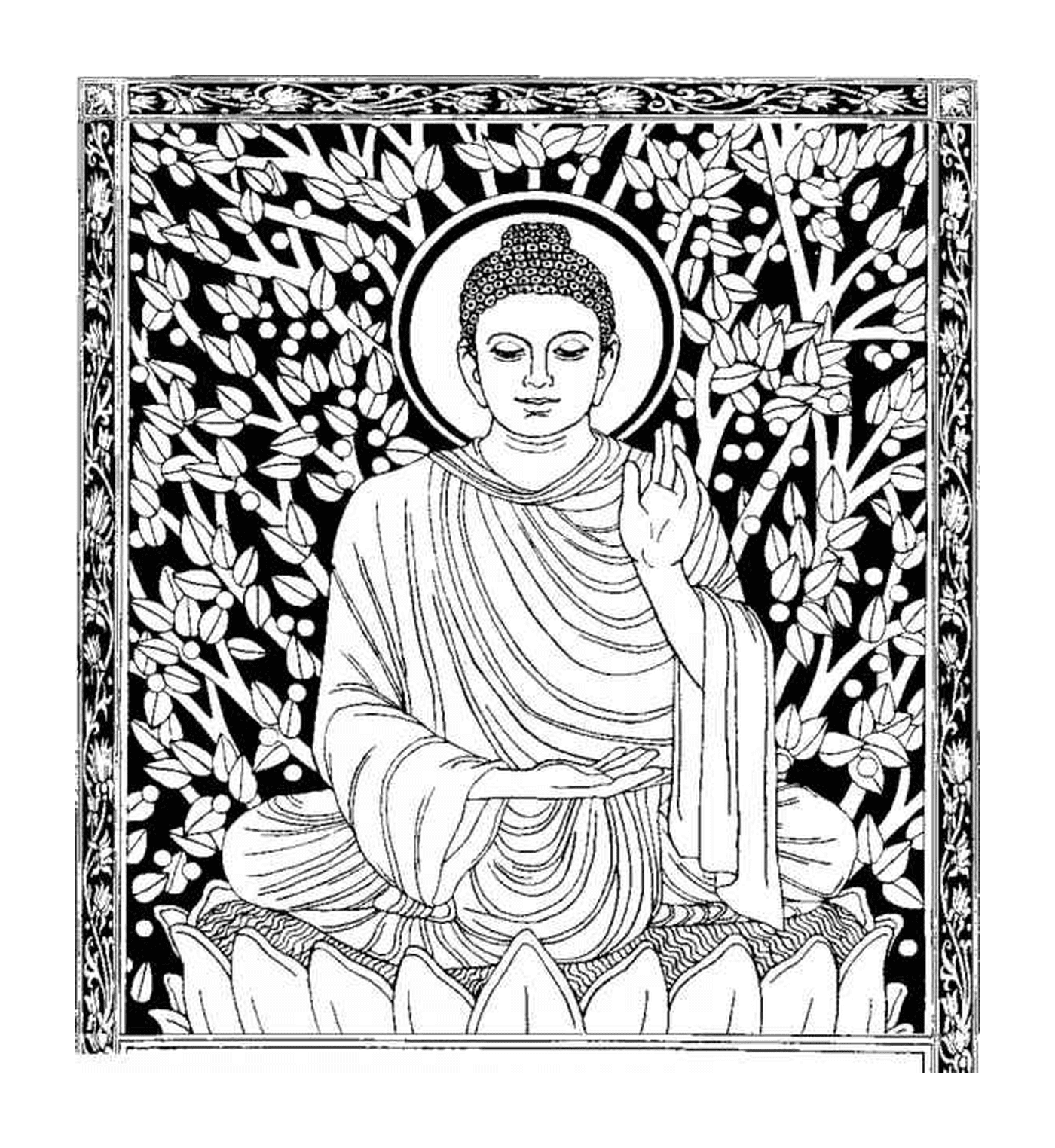  Un Buda sentado en una posición de loto 