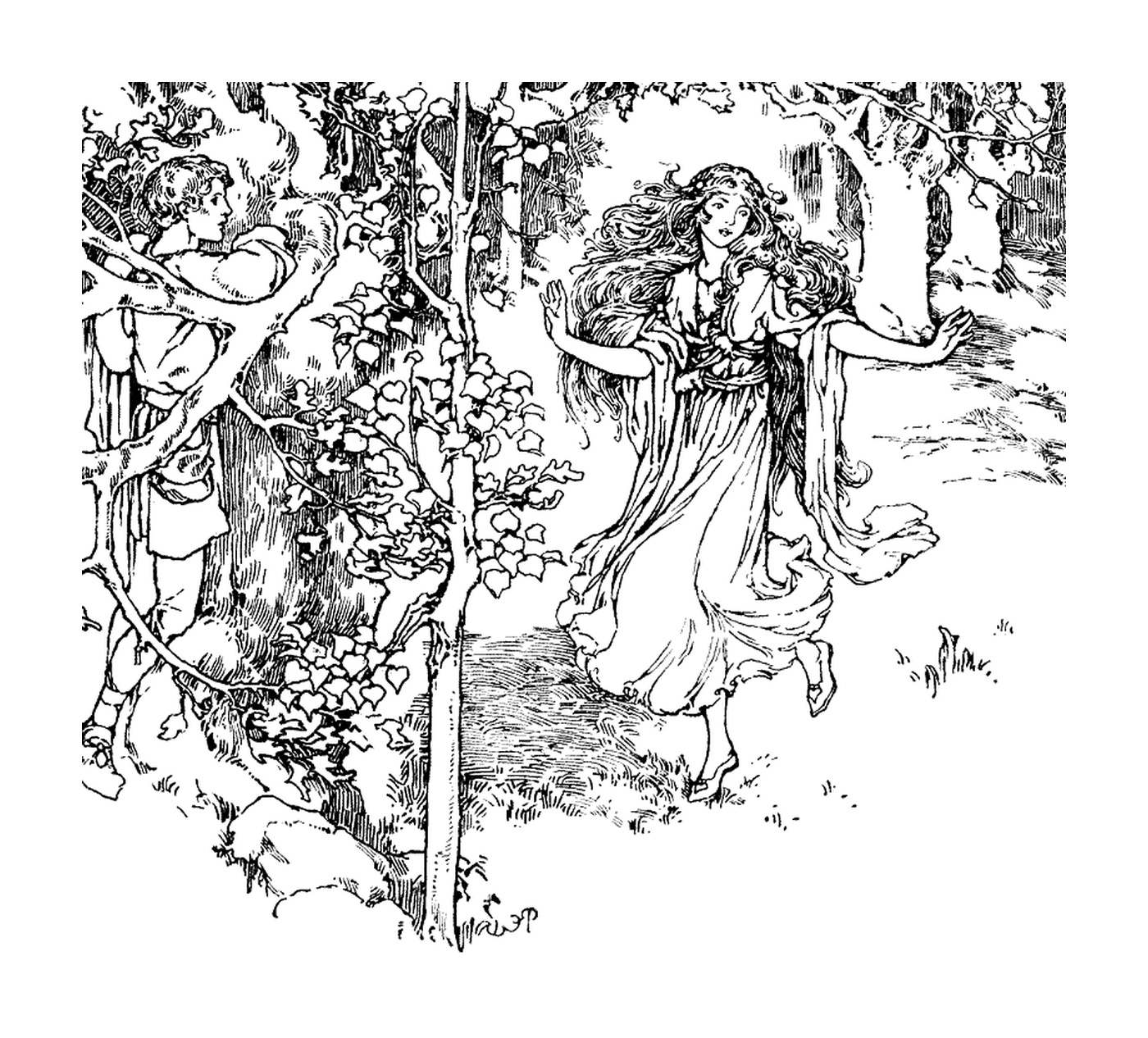  A woman and a man in a garden 