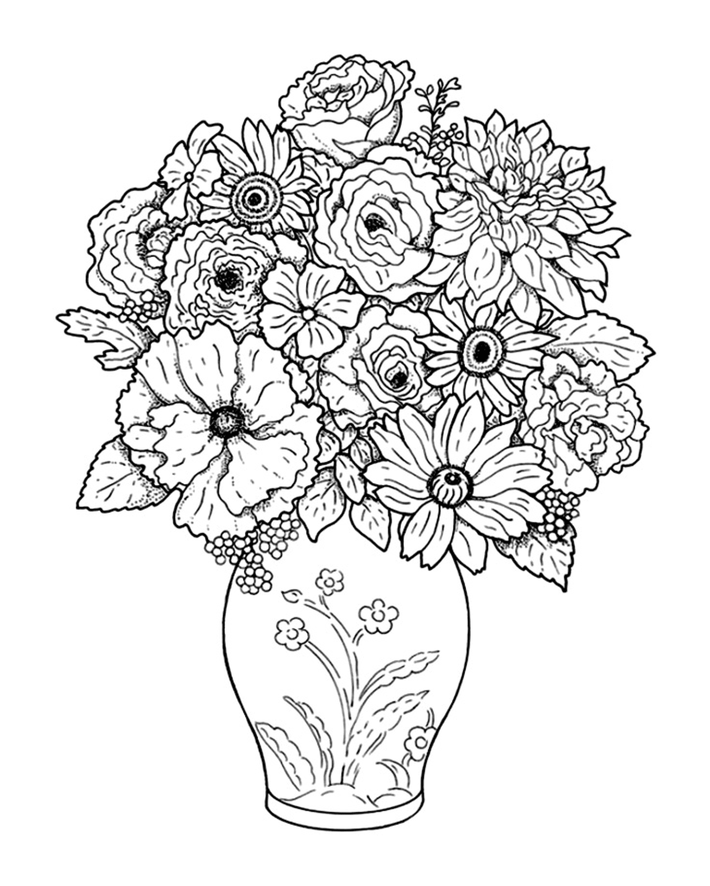 Vase mit Blumen im Inneren 