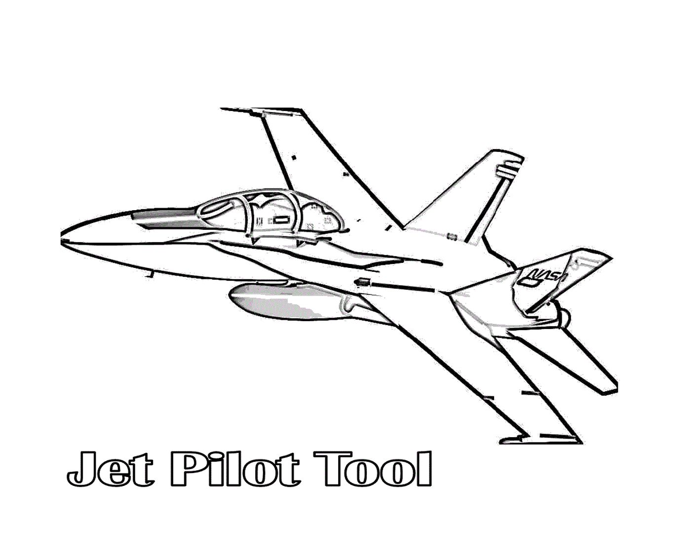  Un aereo da caccia con lo strumento pilota del jet di testo 