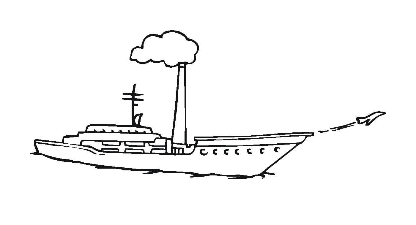  Корабль с дымом убегает от него 