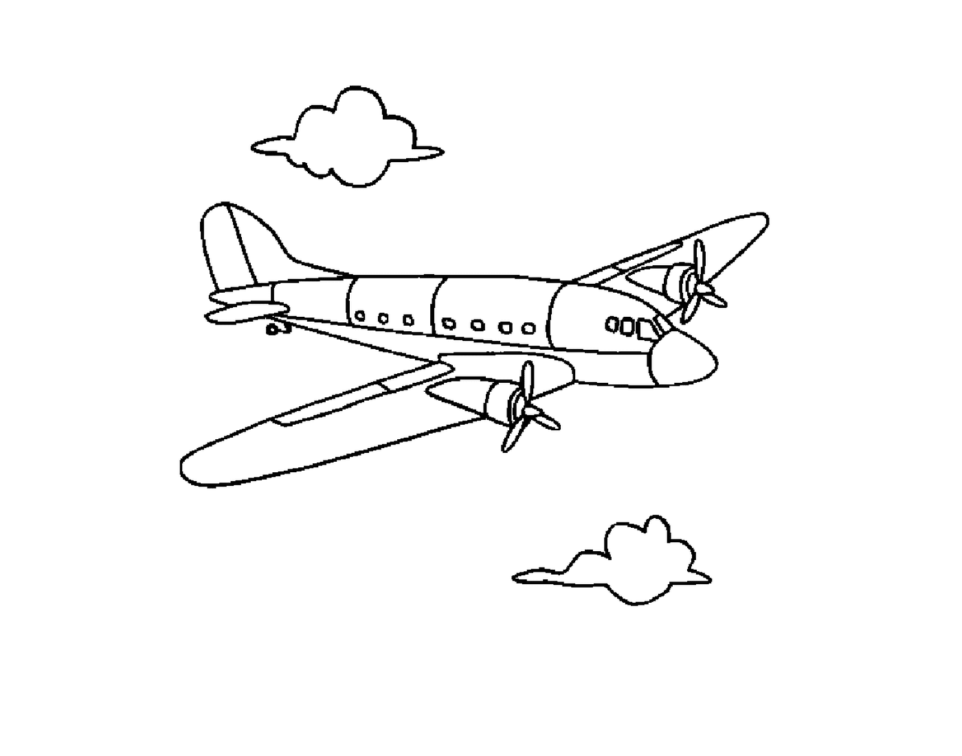  Un avión vuela en el cielo con nubes 