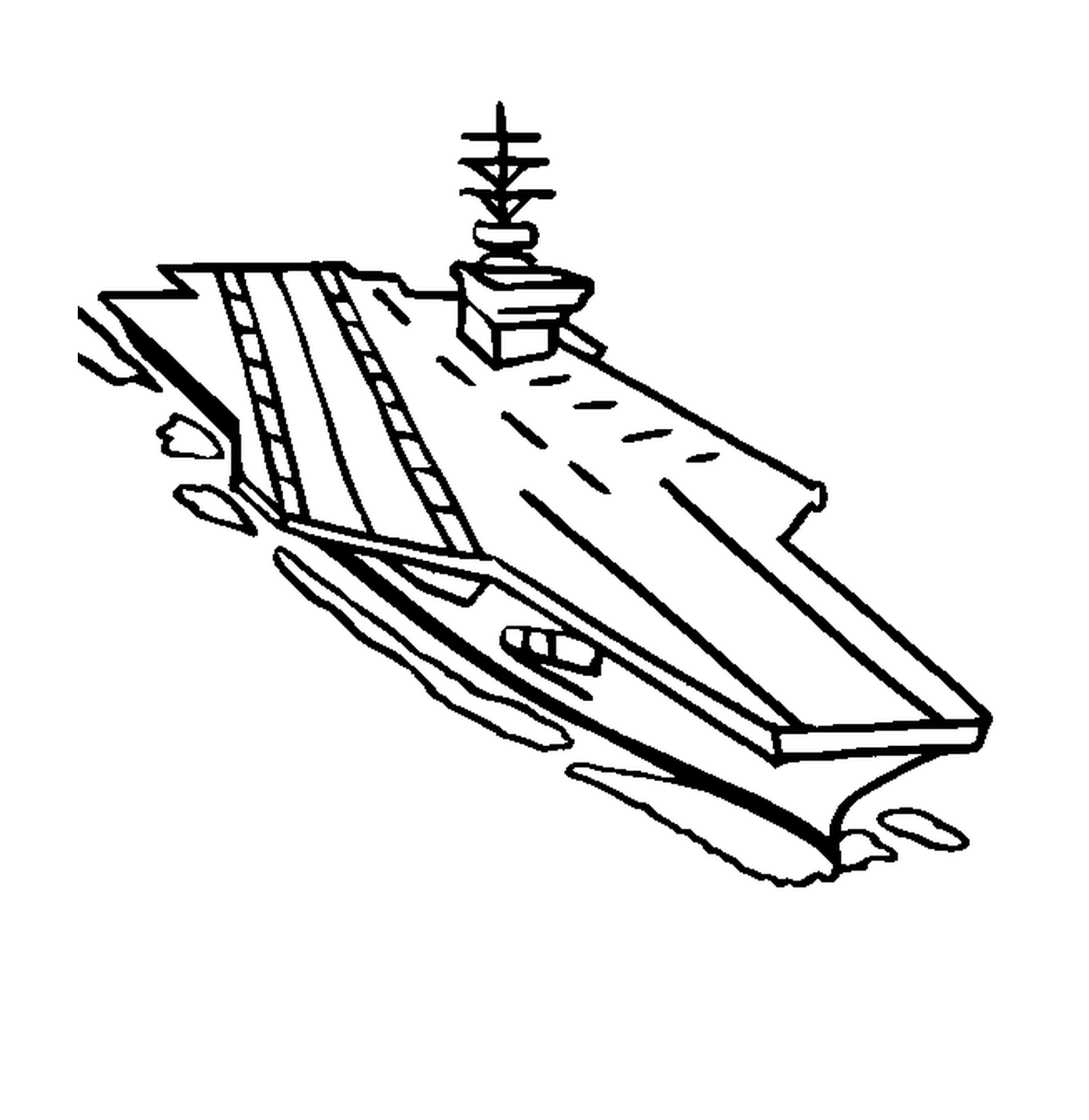  An aircraft carrier on the water 