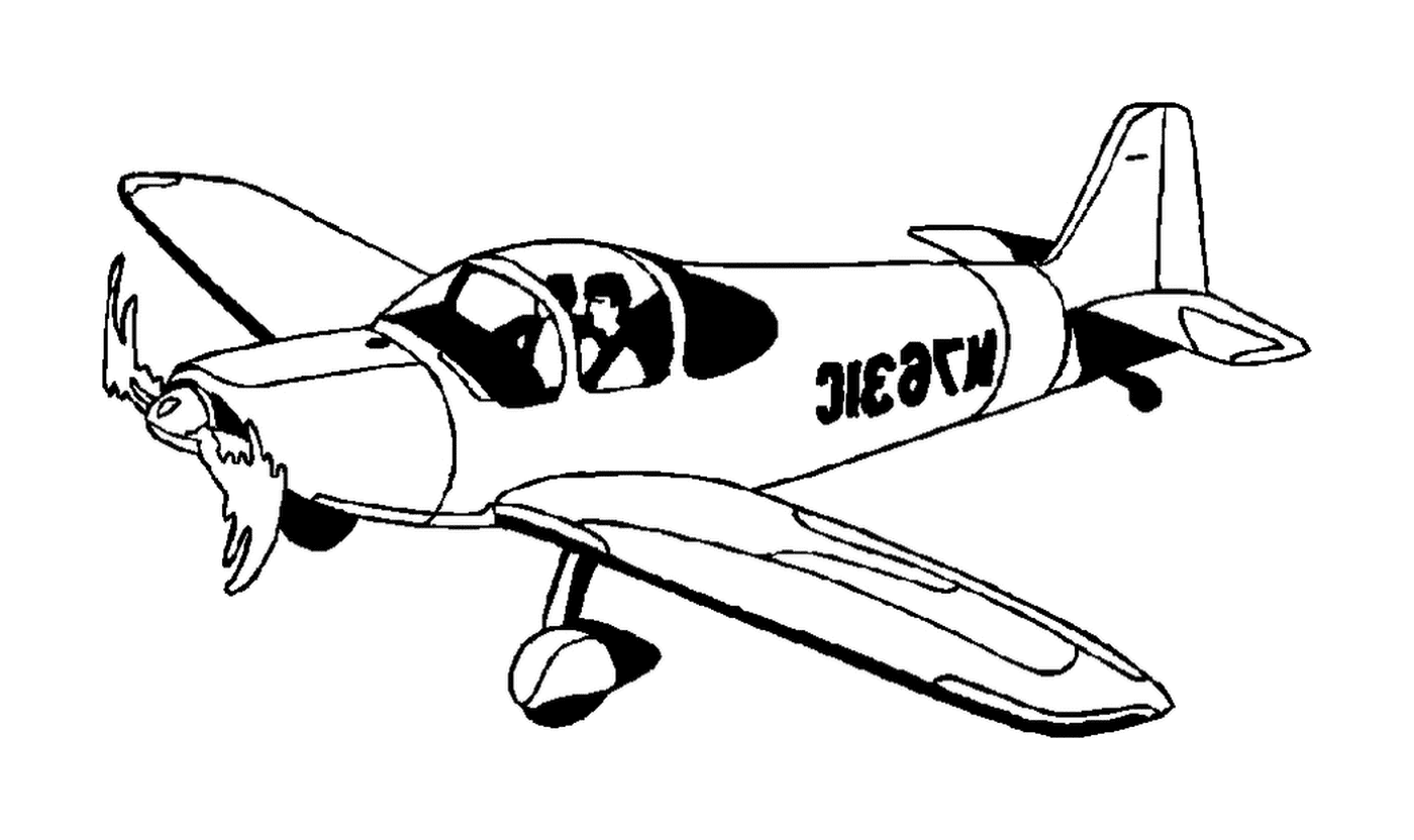  Un aereo con un pilota nella cabina di pilotaggio 
