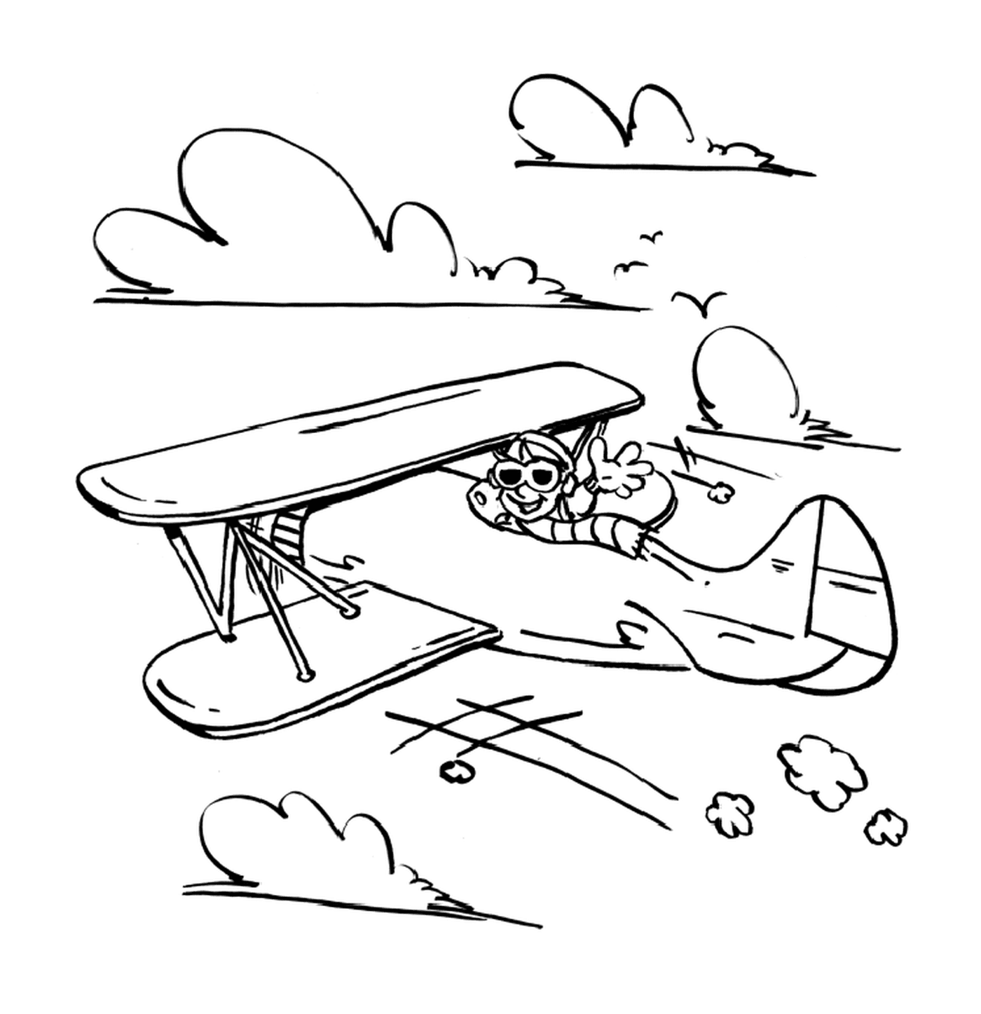  Ein kleines Flugzeug mit einem Piloten 