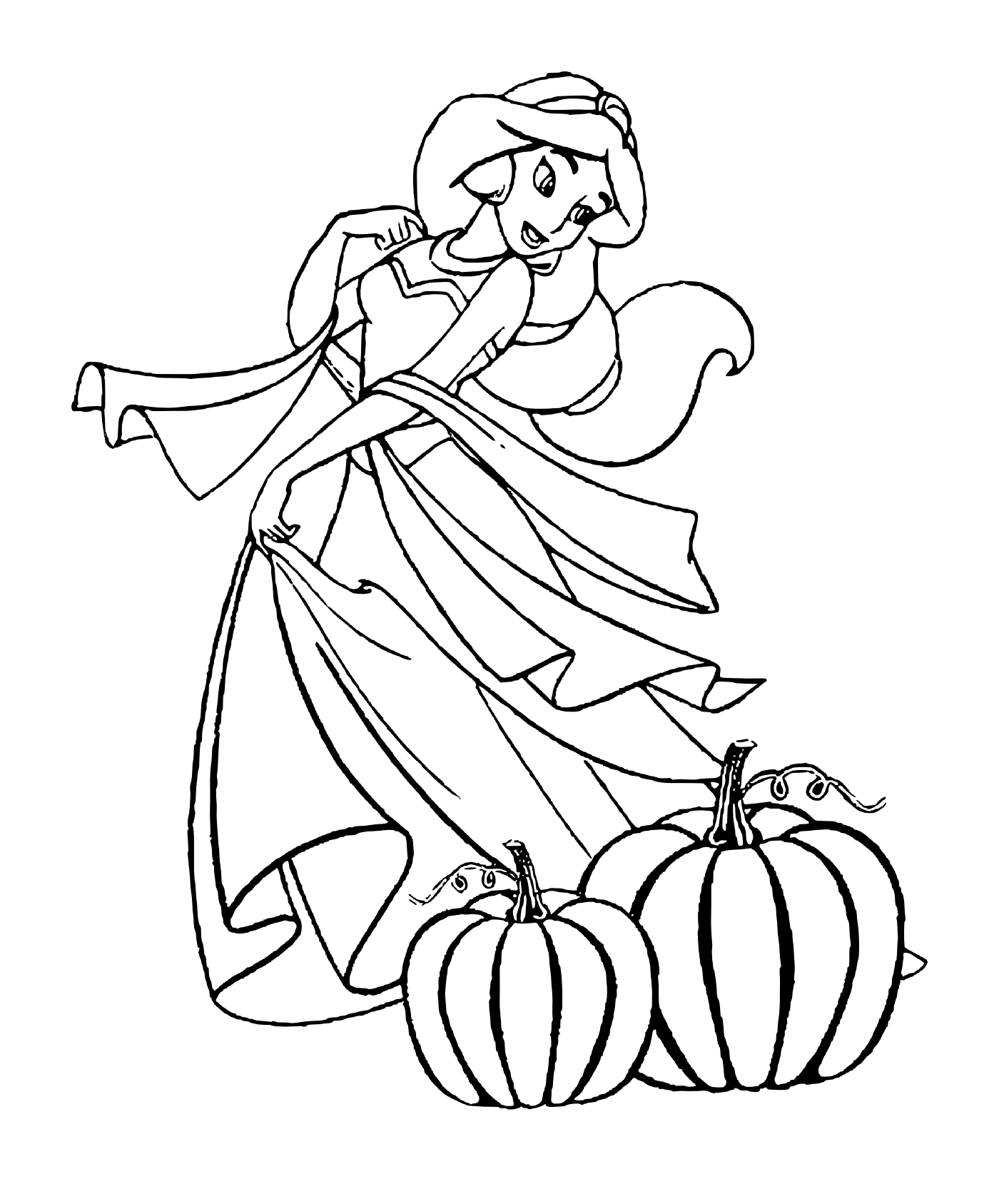  A woman with pumpkins 