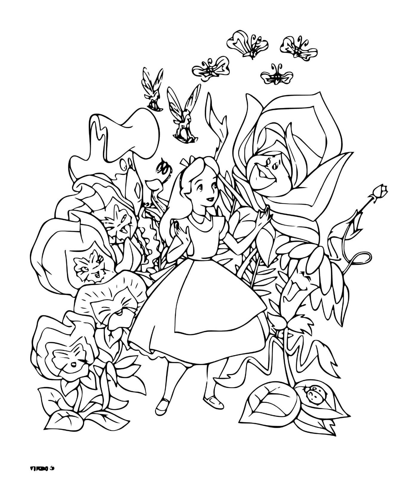 Un adulto di Alice che parla con i fiori 