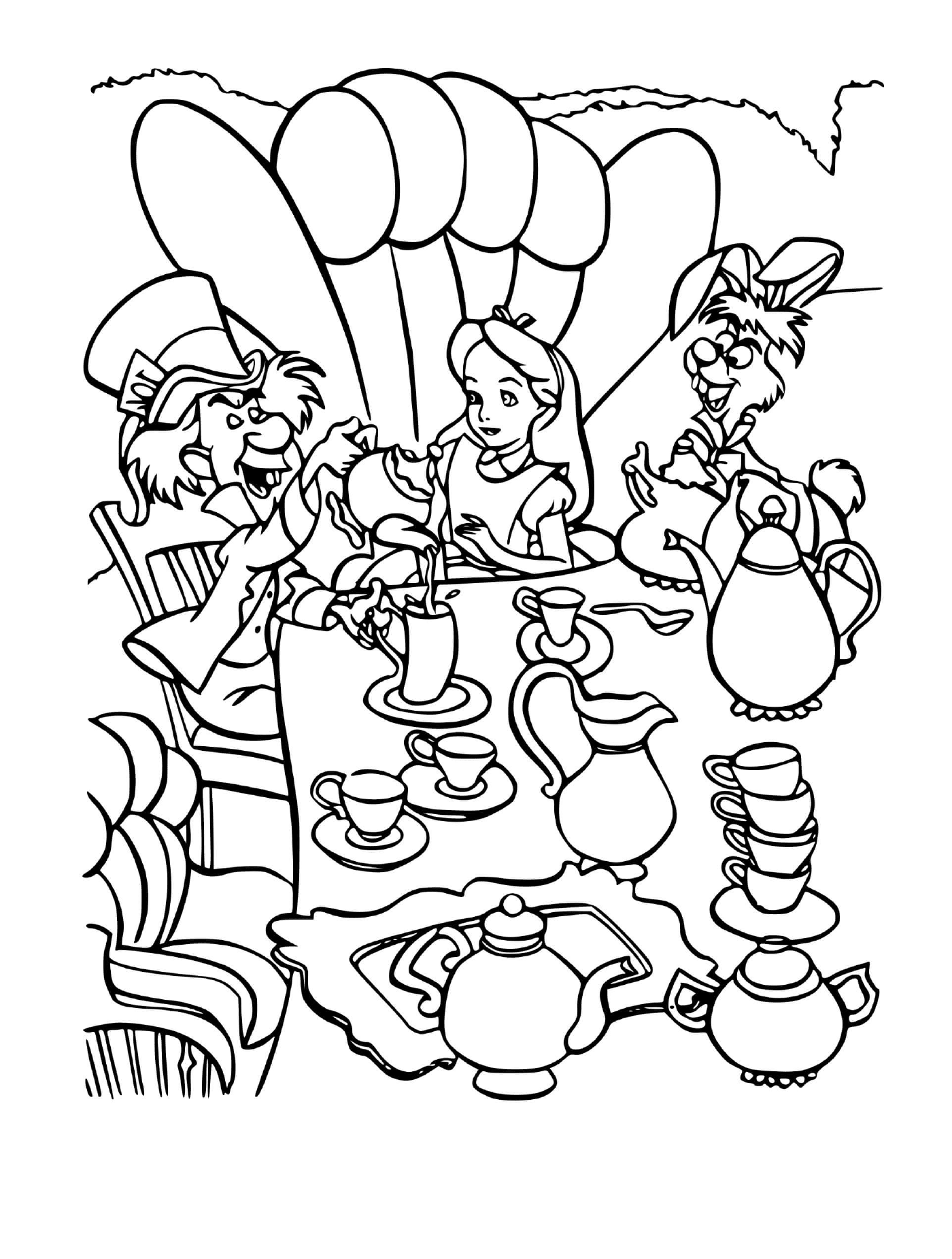  Un gruppo di persone seduti intorno a un tavolo, a bere cioccolata calda con il rosario pazzo 