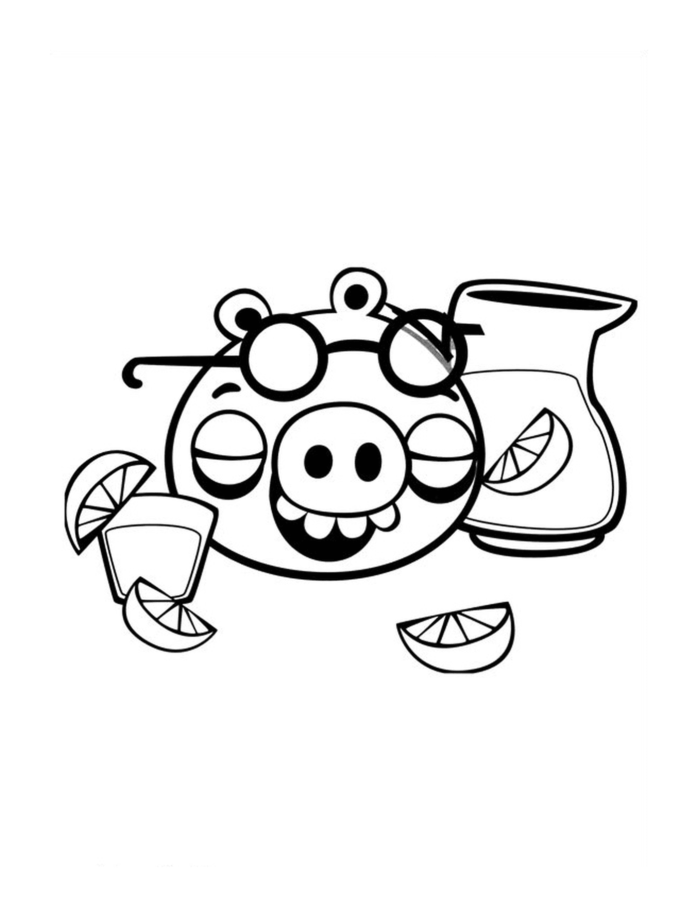  Angry Birds pig drinks lemon cocktail 