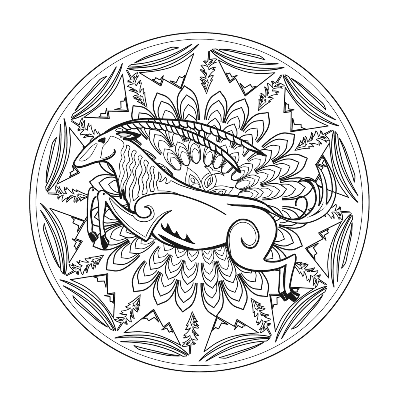  Detailed animal on a mandala 