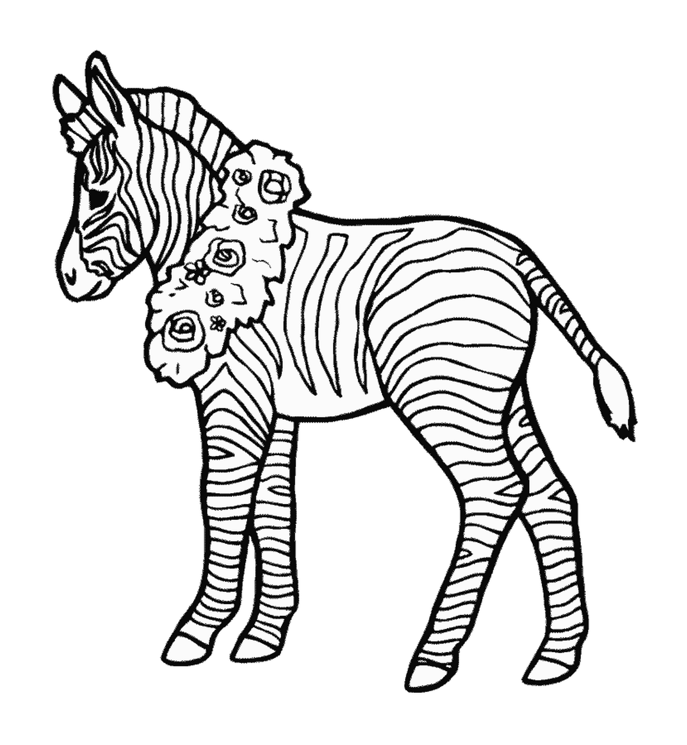  Una zebra con una collana di fiori 