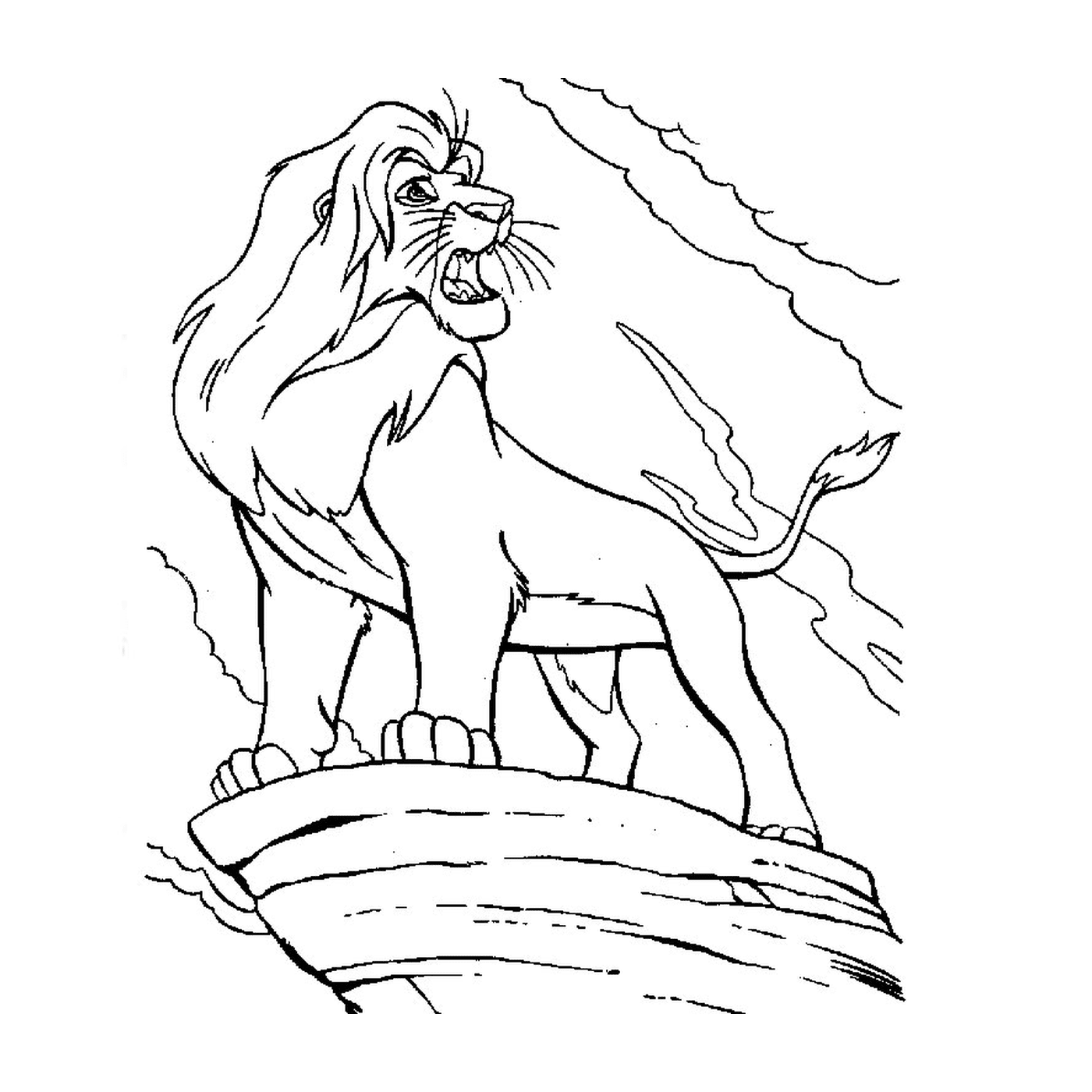  A lion standing on top of a ledge 