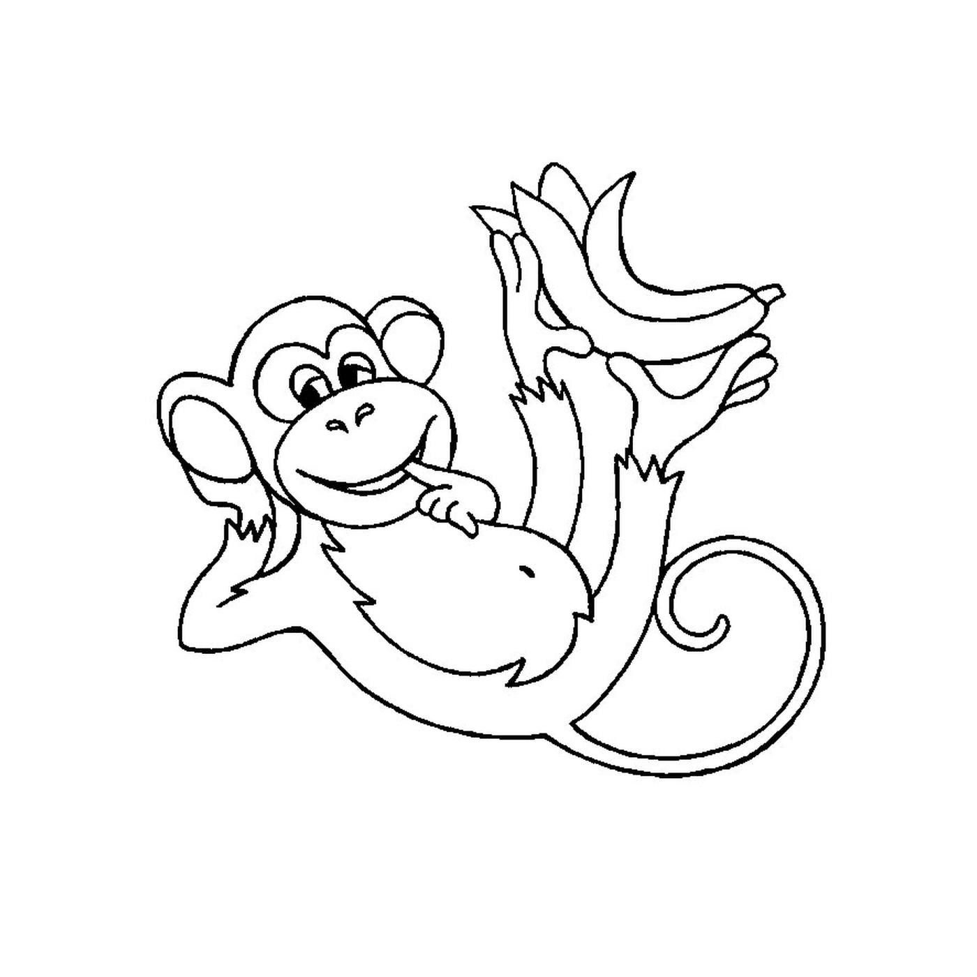  Ein Affe, der eine Banane hält 