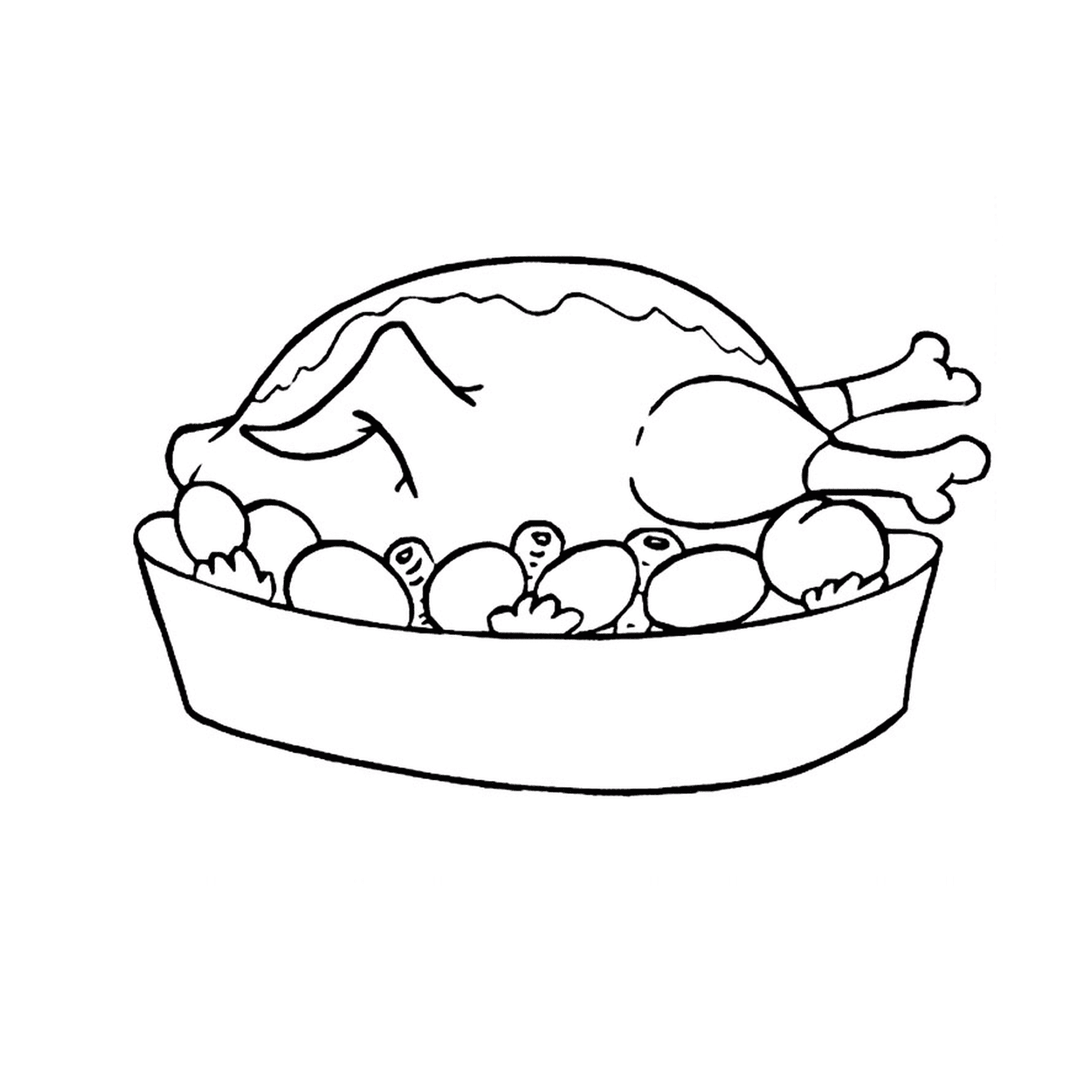  Un pollo en un tazón 