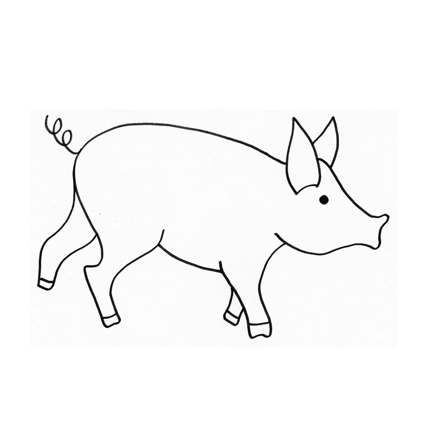  Карликовая свинья в стиле рисунка 