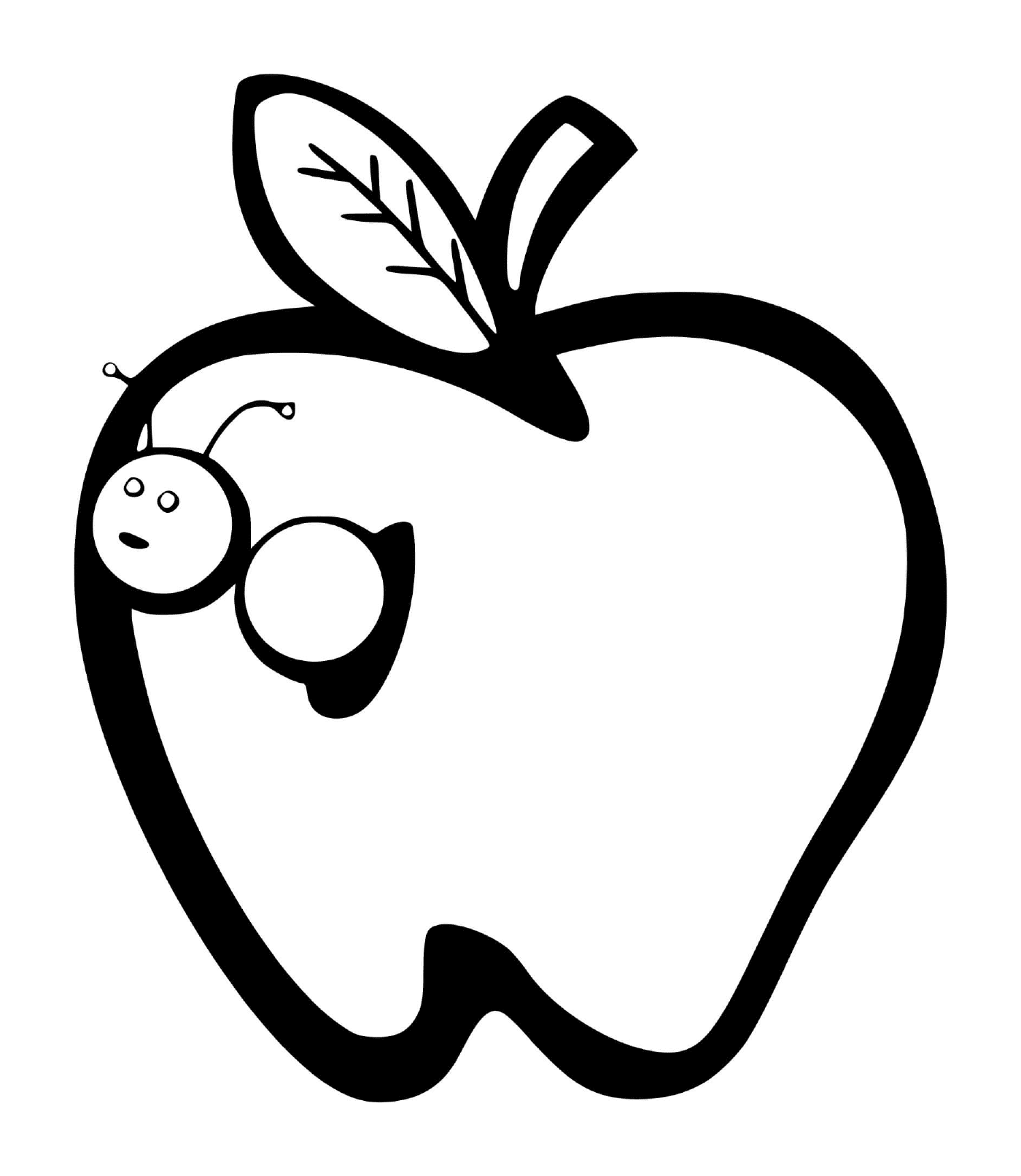  Apple with earthworm 