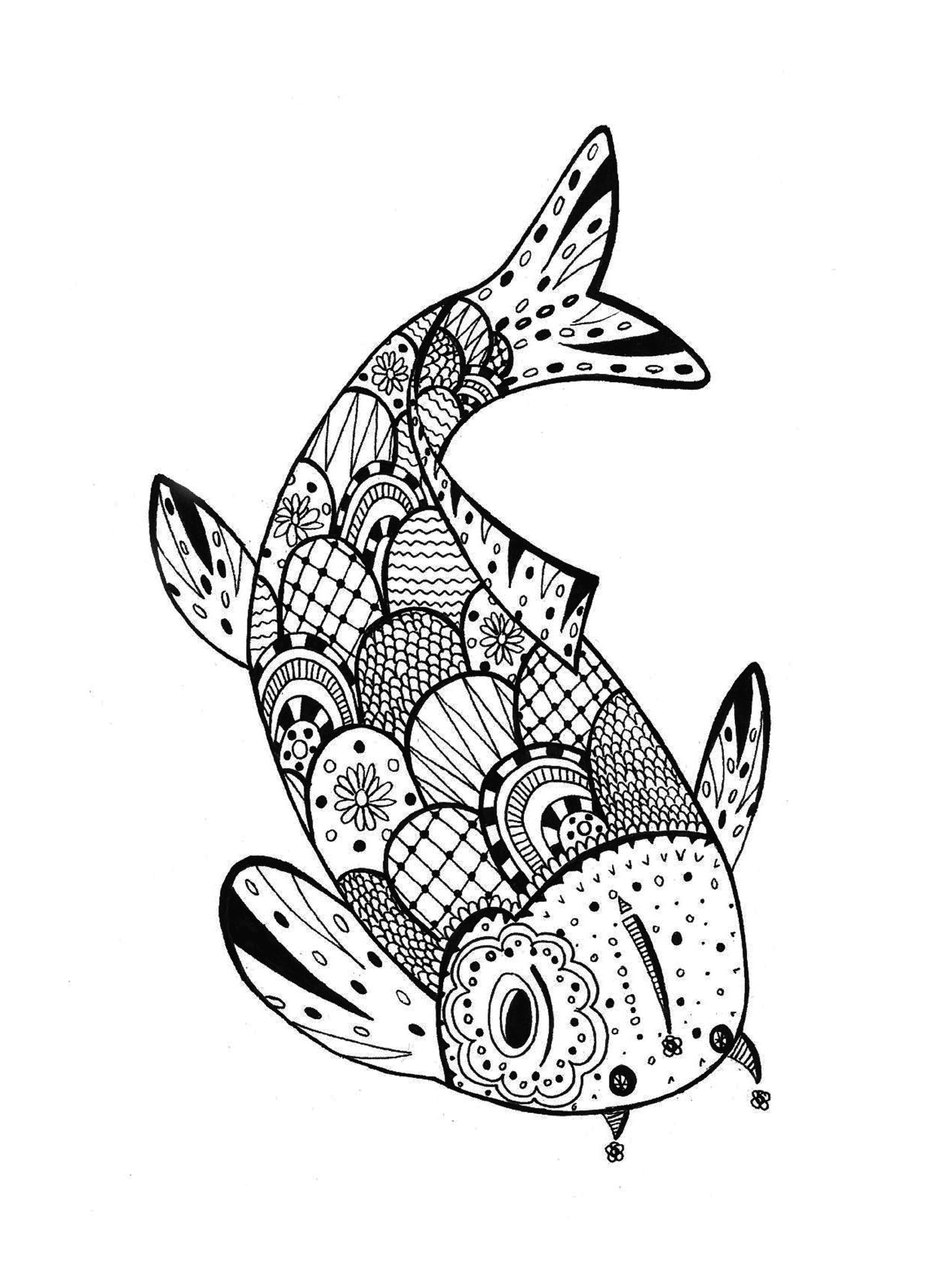  April fish drawn in mandala 