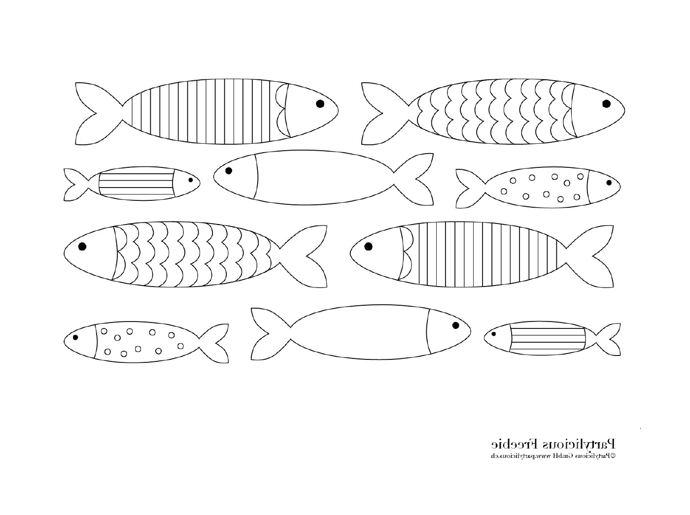  Viele verschiedene Fische auf der Seite 
