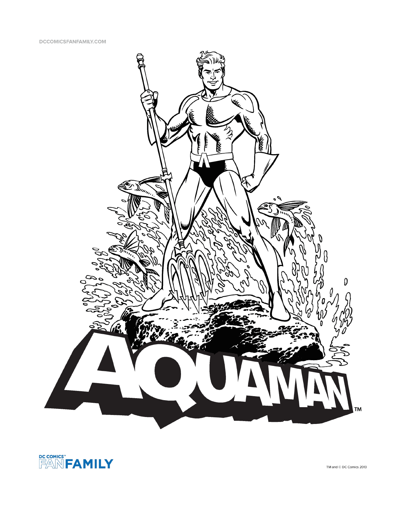  Aquaman hält einen Speer 