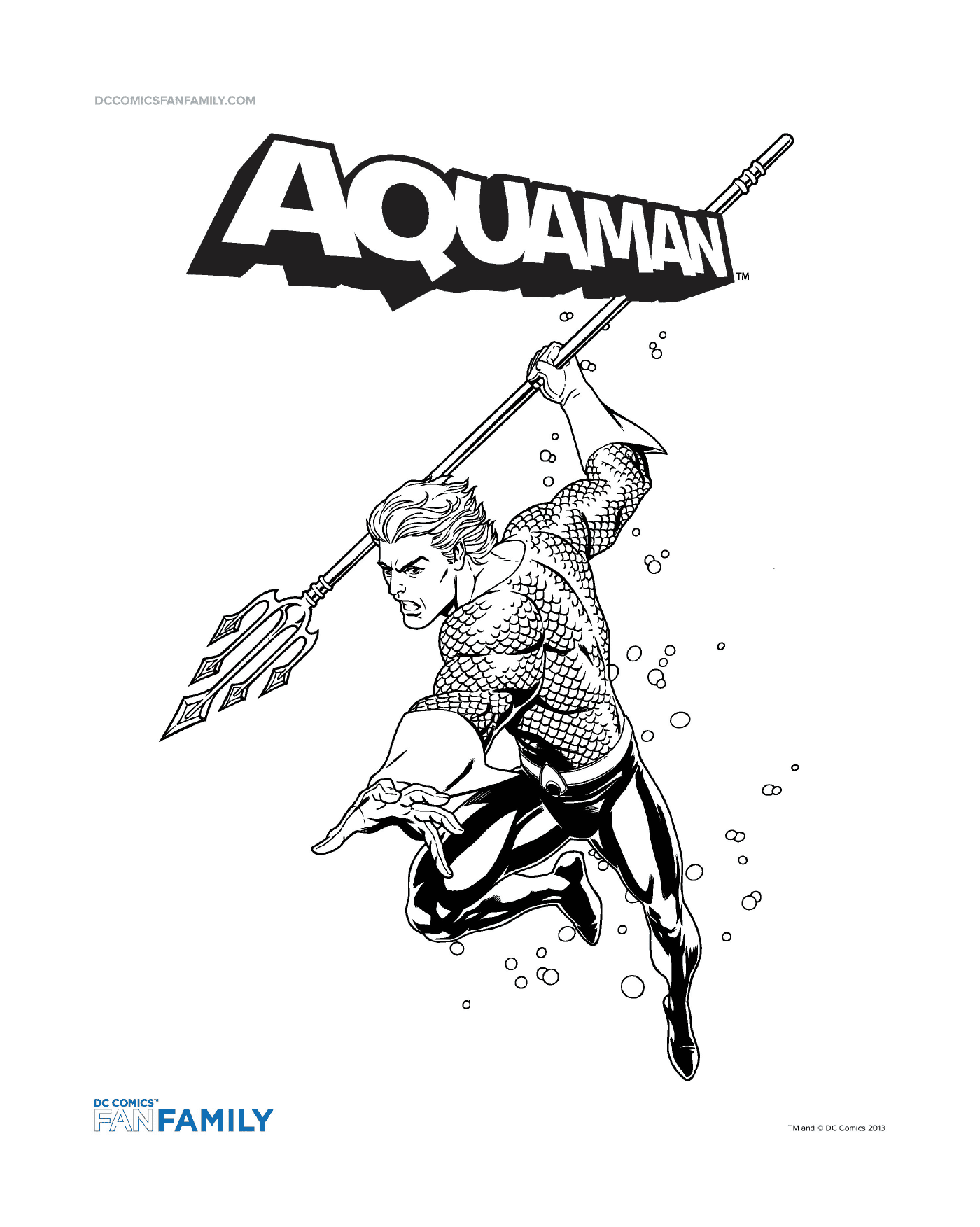  Aquaman hält einen Speer 