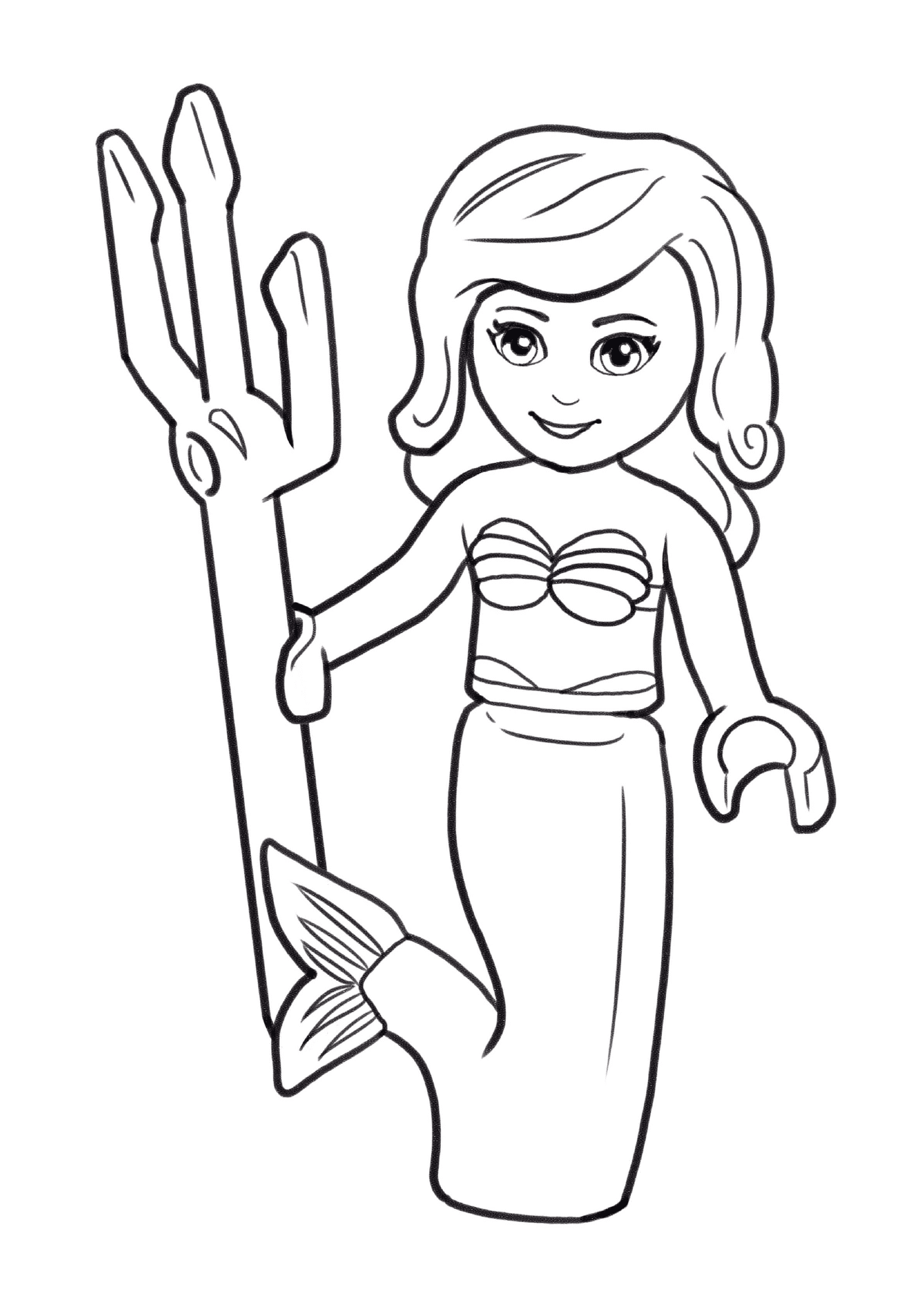  Eine Lego Meerjungfrau, die einen Dreizack hält 
