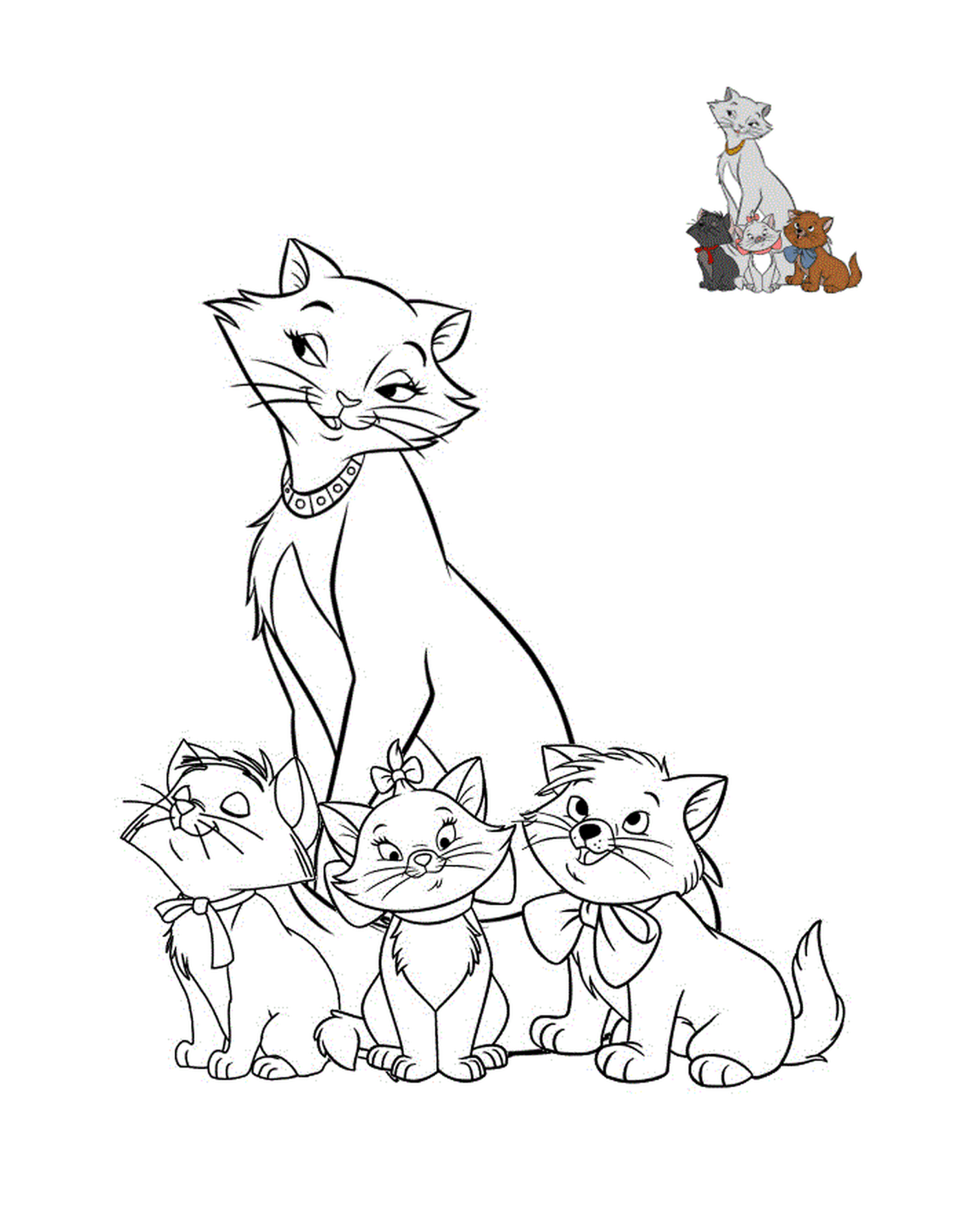 Eine Katze und vier Kätzchen 