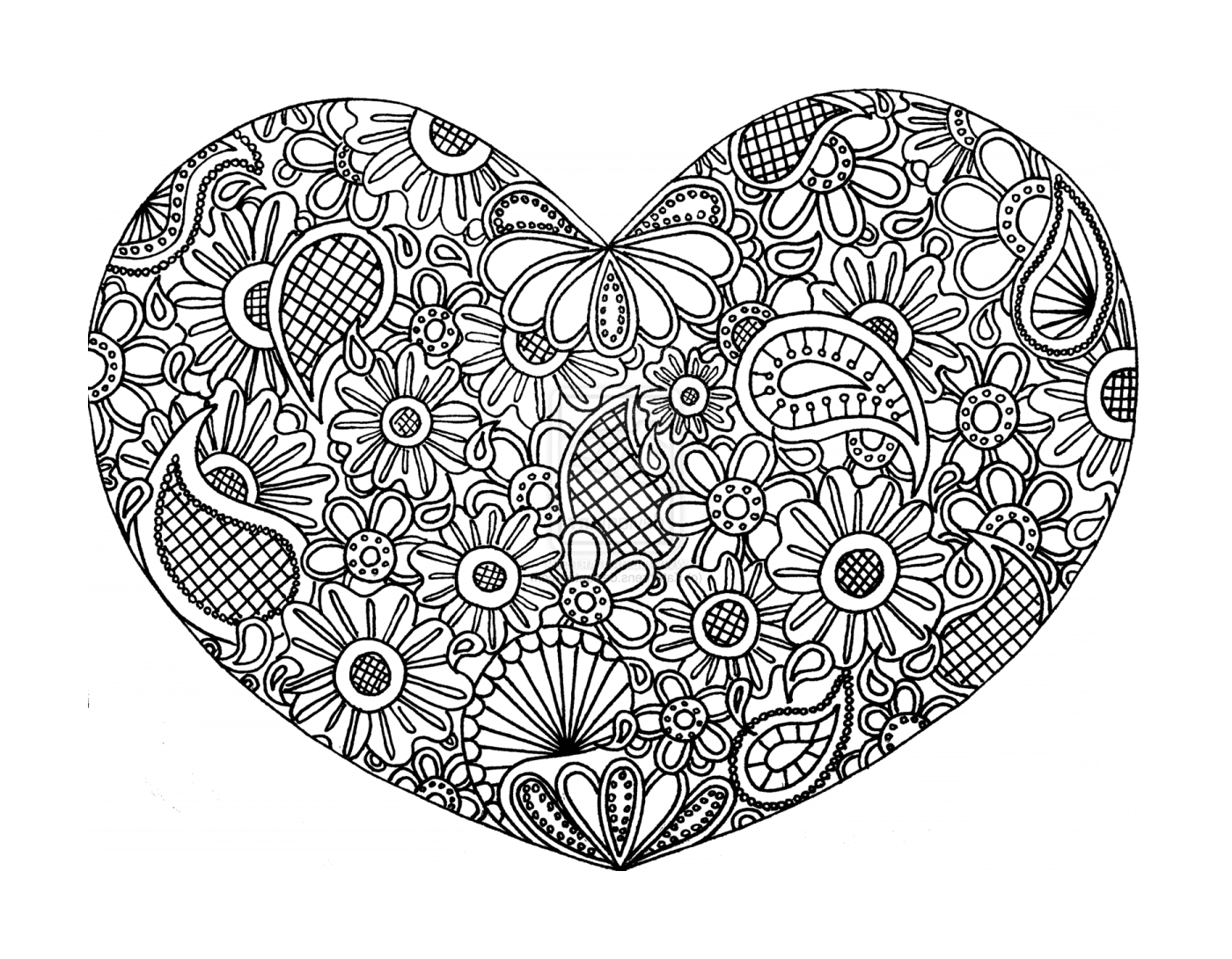  Un corazón floral en blanco y negro 