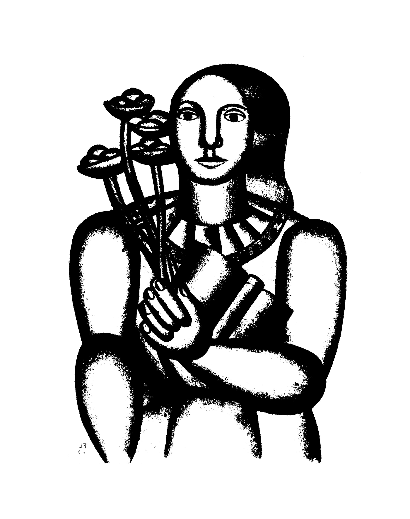 Una mujer sosteniendo flores 